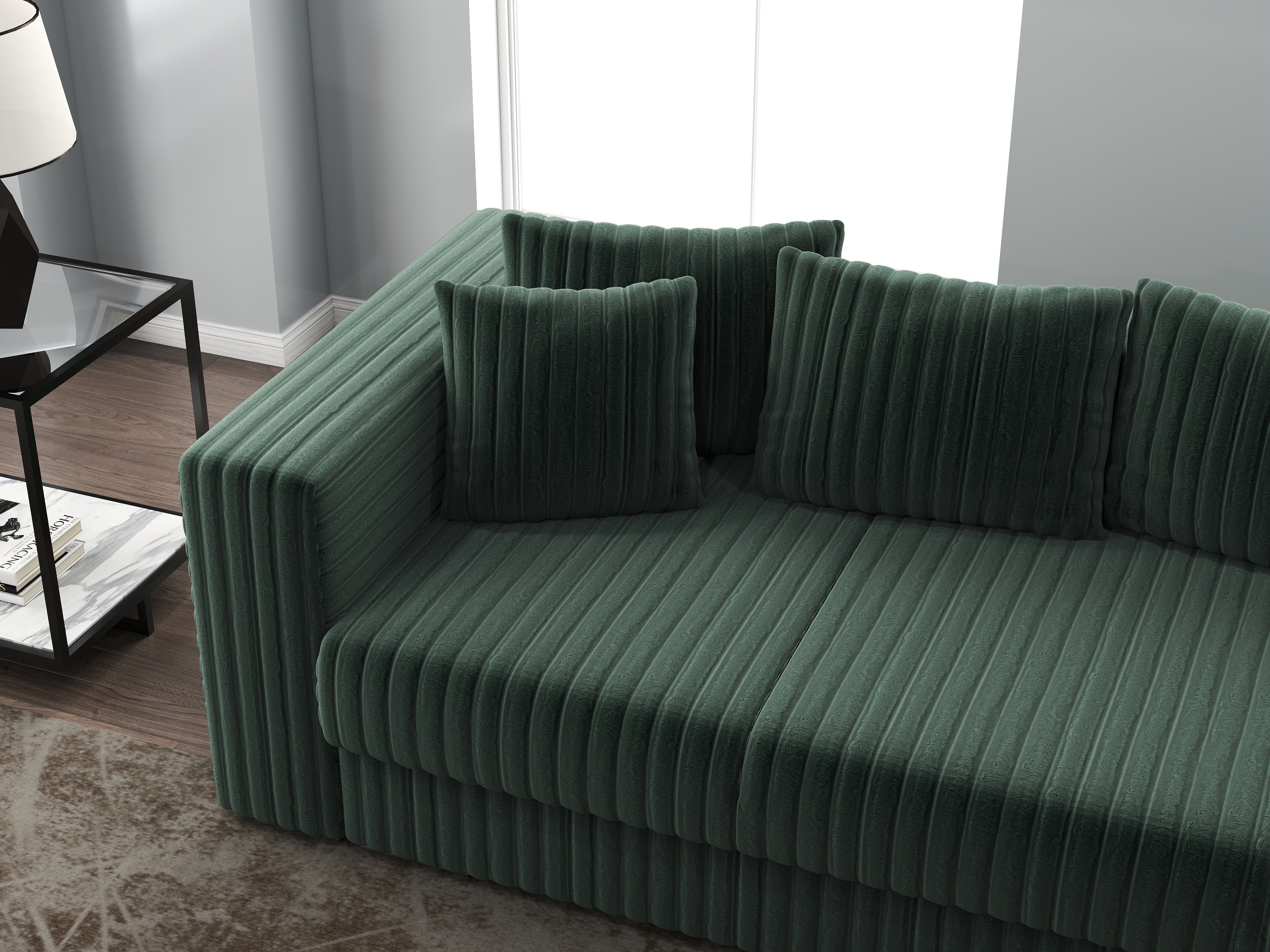 Canapea extensibilă dumonde cu ladă de depozitare si sezut confortabil din spuma HR, Gloria Ambience Verde 240x100 cm Fabrica