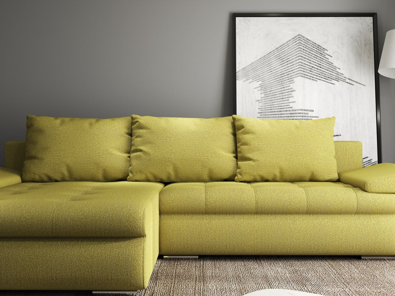 Colțar extensibil dumonde cu ladă de depozitare si sezut confortabil din spuma HR, Leonardo Enjoy Verde 260x185 cm Fabrica