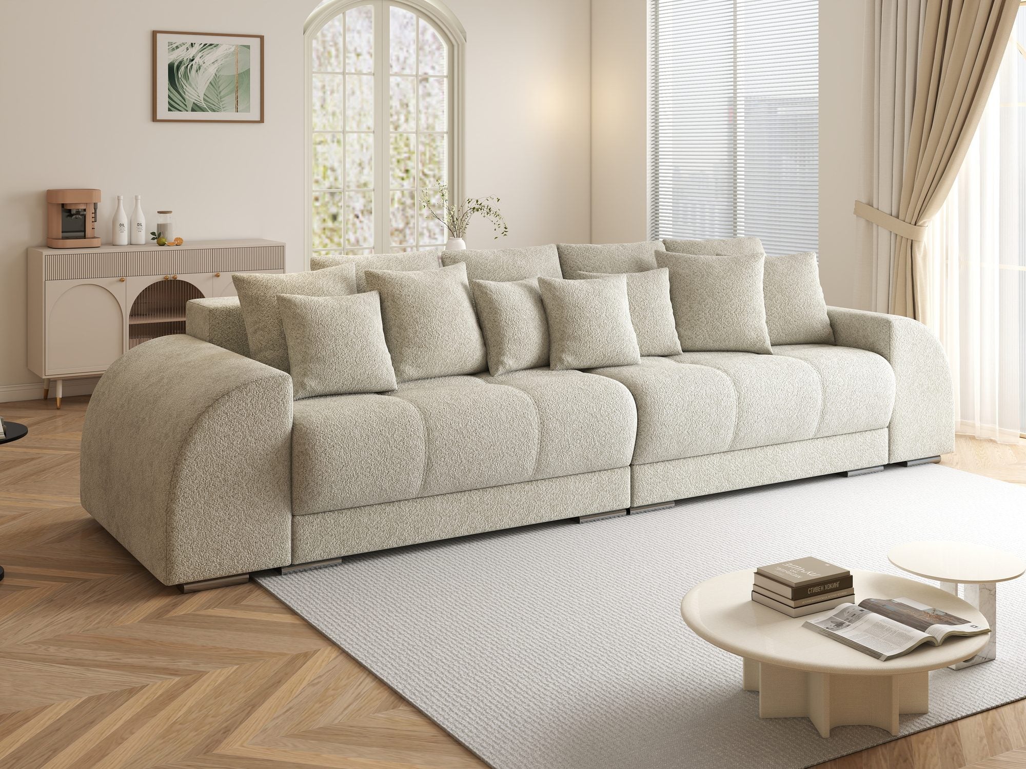 Canapea extensibilă dumonde cu 2 lăzi de depozitare si sezut confortabil din spuma high-density, Verona Arena Bej 20 310x100 cm