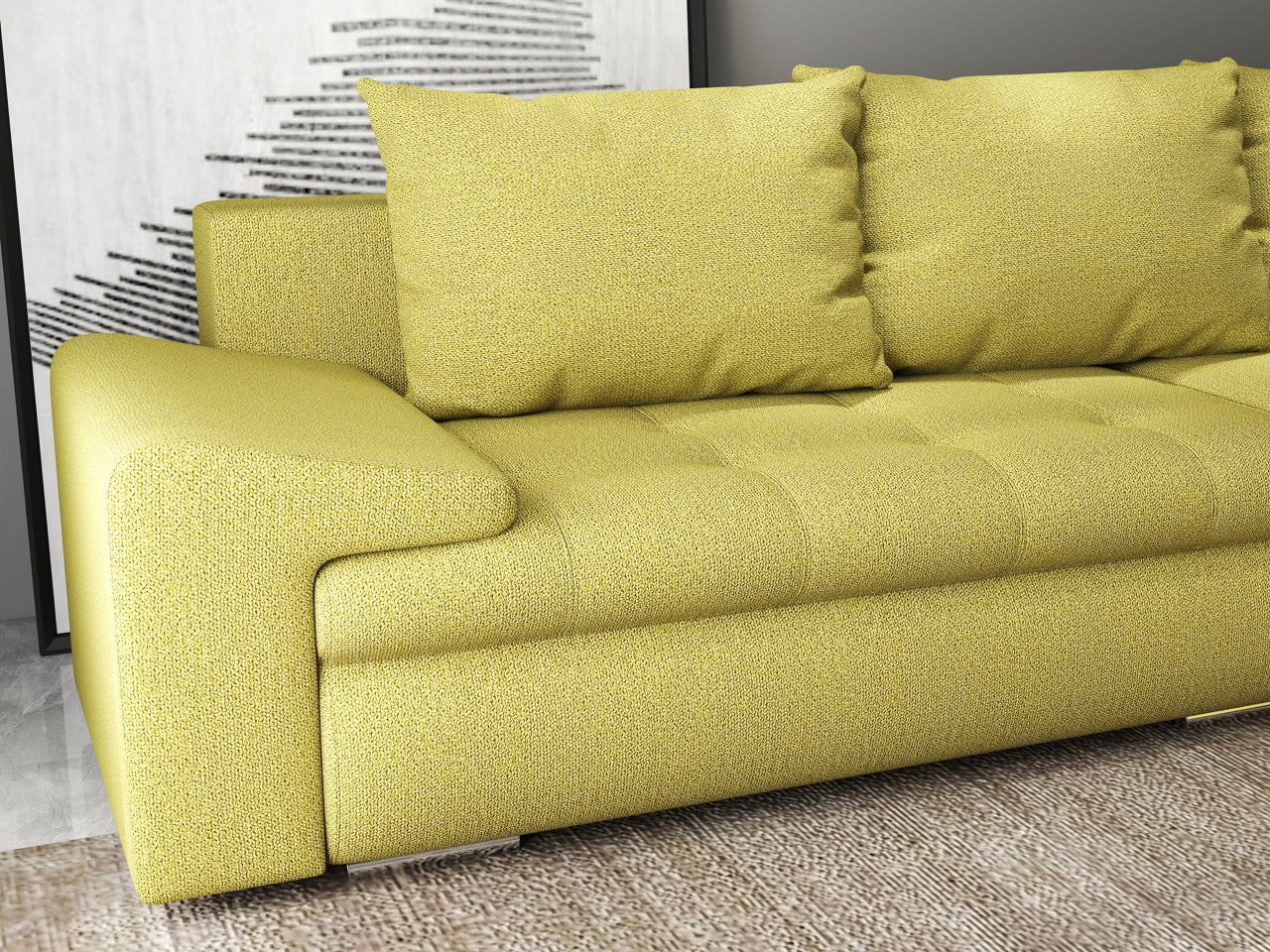 Colțar extensibil dumonde cu ladă de depozitare si sezut confortabil din spuma HR, Leonardo Enjoy Verde 260x185 cm II Fabrica