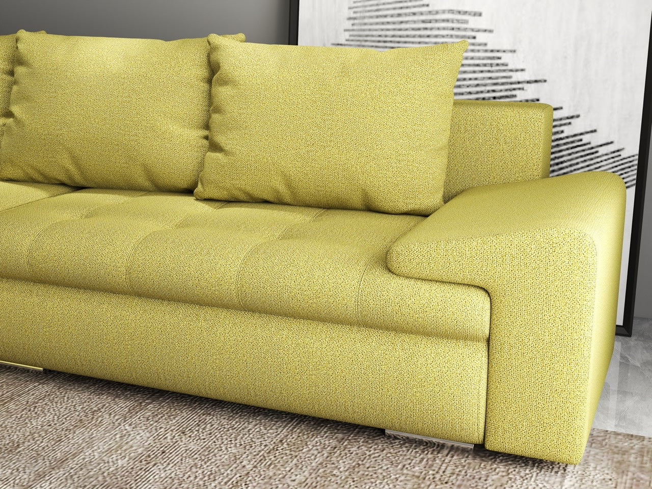 Colțar extensibil dumonde cu ladă de depozitare si sezut confortabil din spuma HR, Leonardo Enjoy Verde 260x185 cm Fabrica