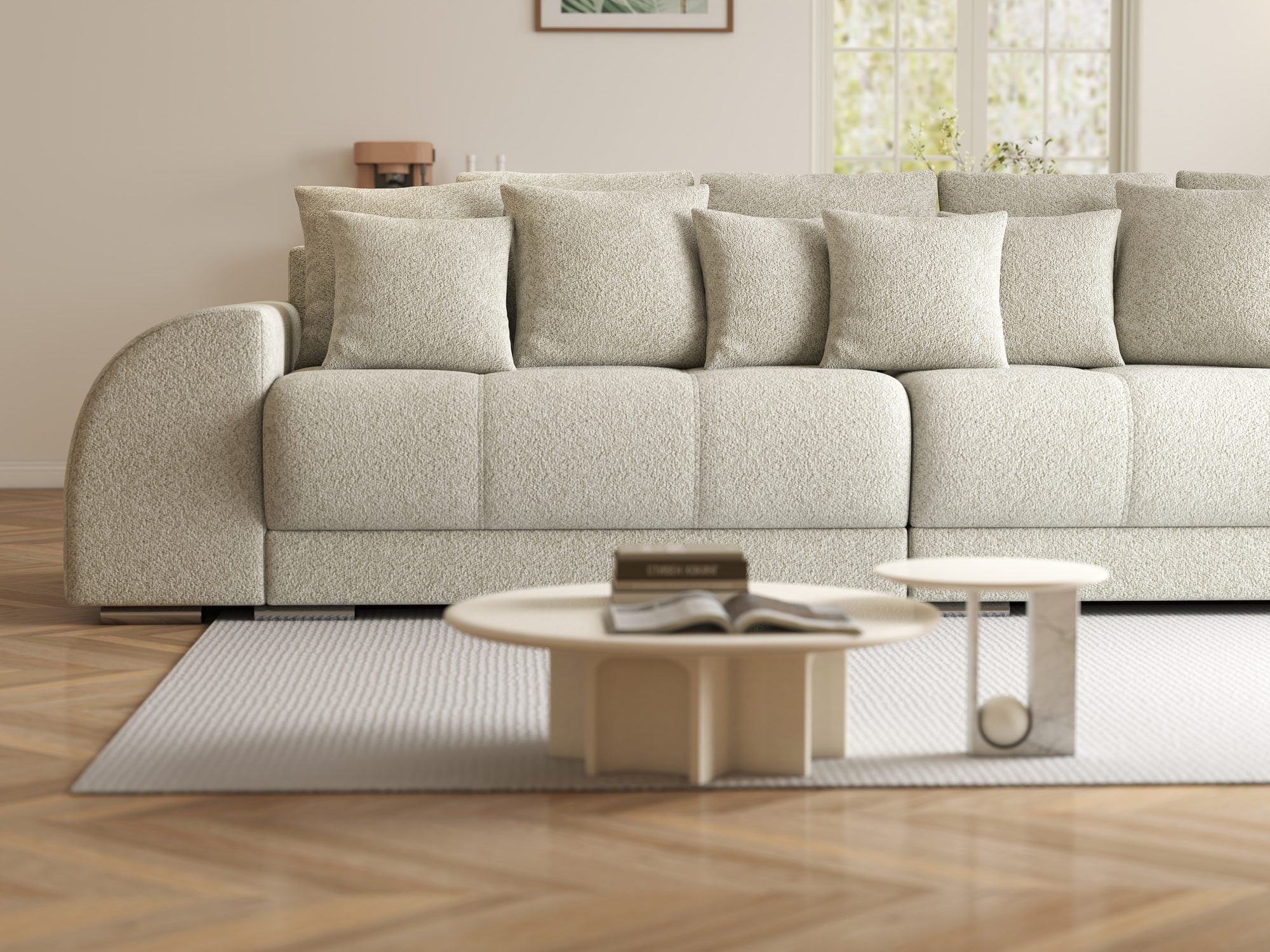 Canapea extensibilă dumonde cu 2 lăzi de depozitare si sezut confortabil din spuma high-density, Verona Arena Bej 20 310x100 cm