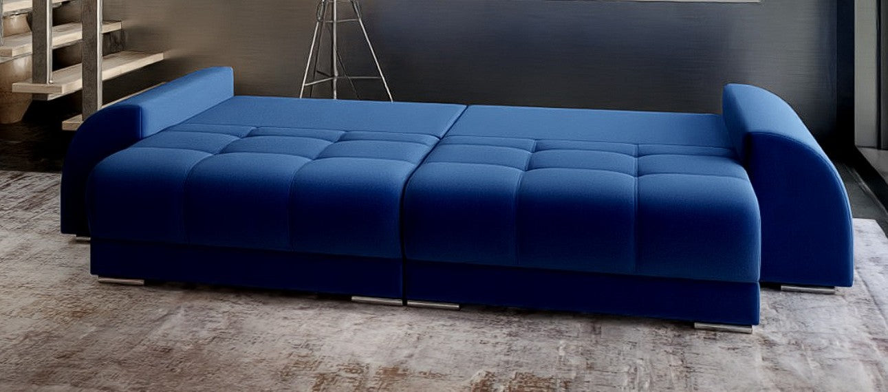 Canapea extensibilă dumonde cu 2 lăzi de depozitare si sezut confortabil din spuma HR, Verona Royal Blue 310x100 cm Fabrica