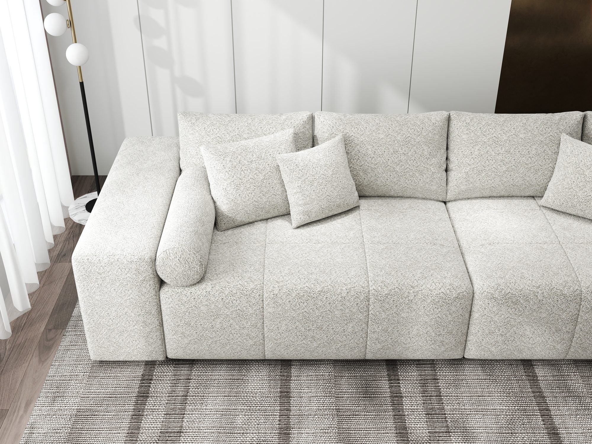 Canapea extensibilă dumonde cu ladă de depozitare si sezut confortabil din spuma high-density, Marbela XXL Arena Bej 2 290x100 cm