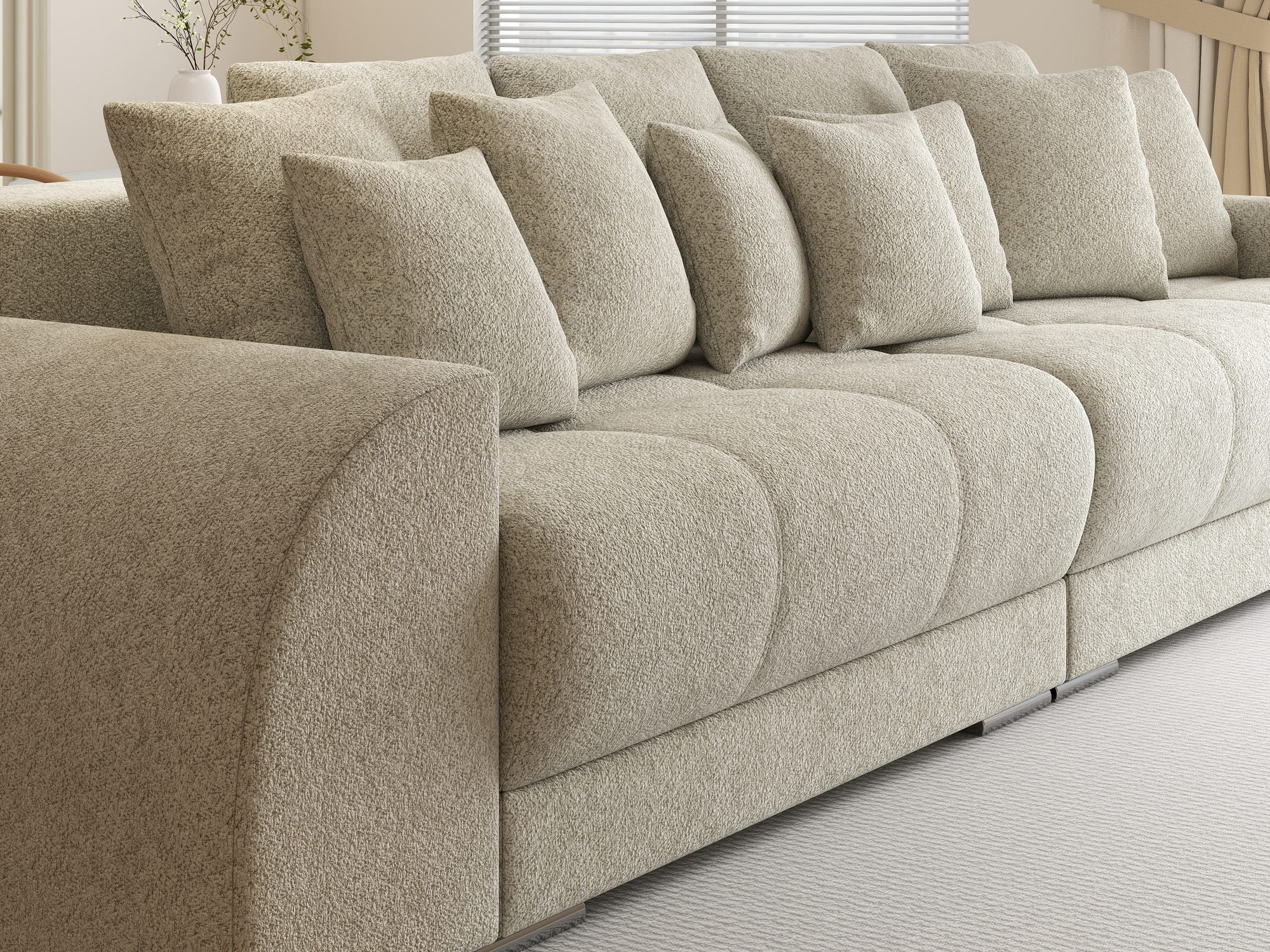 Canapea extensibilă dumonde cu 2 lăzi de depozitare si sezut confortabil din spuma high-density, Verona Arena Bej 20 310x100 cm