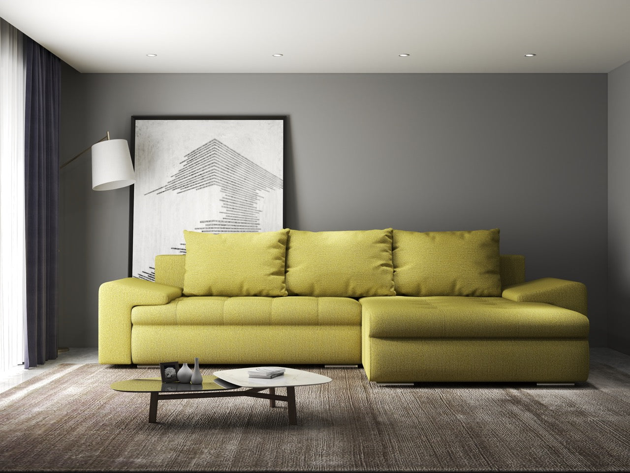 Colțar extensibil dumonde cu ladă de depozitare si sezut confortabil din spuma HR, Leonardo Enjoy Verde 260x185 cm II Fabrica