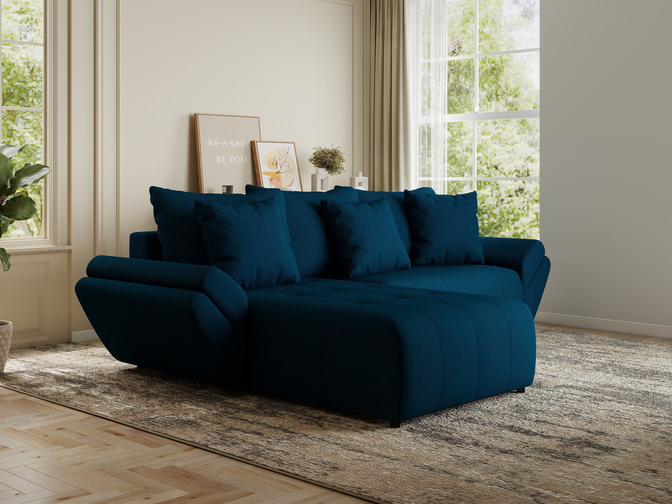 Colțar extensibil dumonde cu ladă de depozitare si sezut confortabil din spuma HR, Berlin Enjoy Verde Petrol 280x185 cm