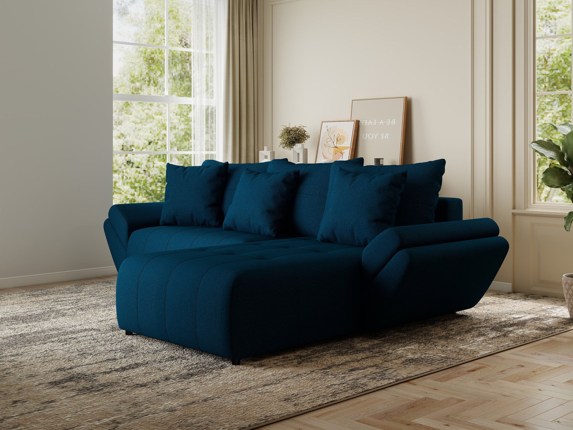 Colțar extensibil dumonde cu ladă de depozitare si sezut confortabil din spuma HR, Berlin Enjoy Verde Petrol 280x185 cm II