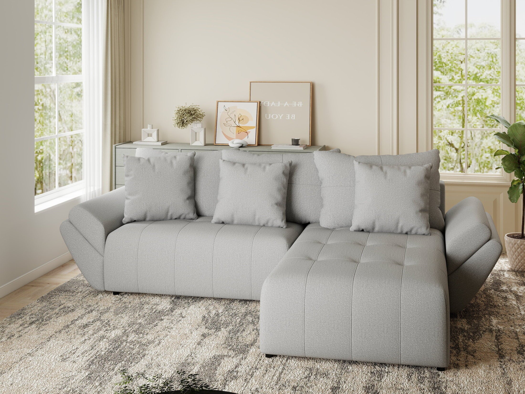 Colțar extensibil dumonde cu ladă de depozitare si sezut confortabil din spuma HR, Berlin Enjoy Gri 280x185 cm II