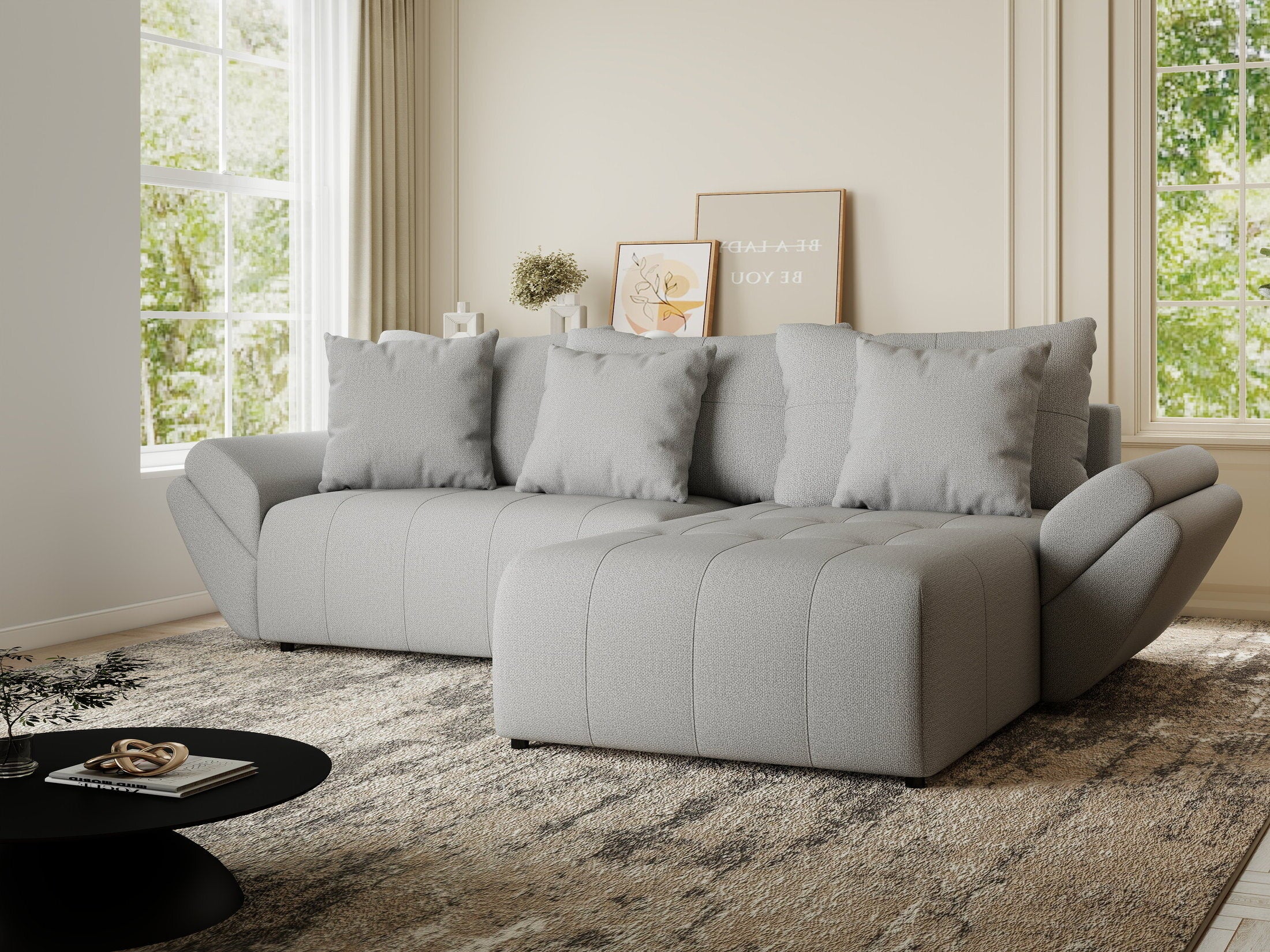 Colțar extensibil dumonde cu ladă de depozitare si sezut confortabil din spuma HR, Berlin Enjoy Gri 280x185 cm II