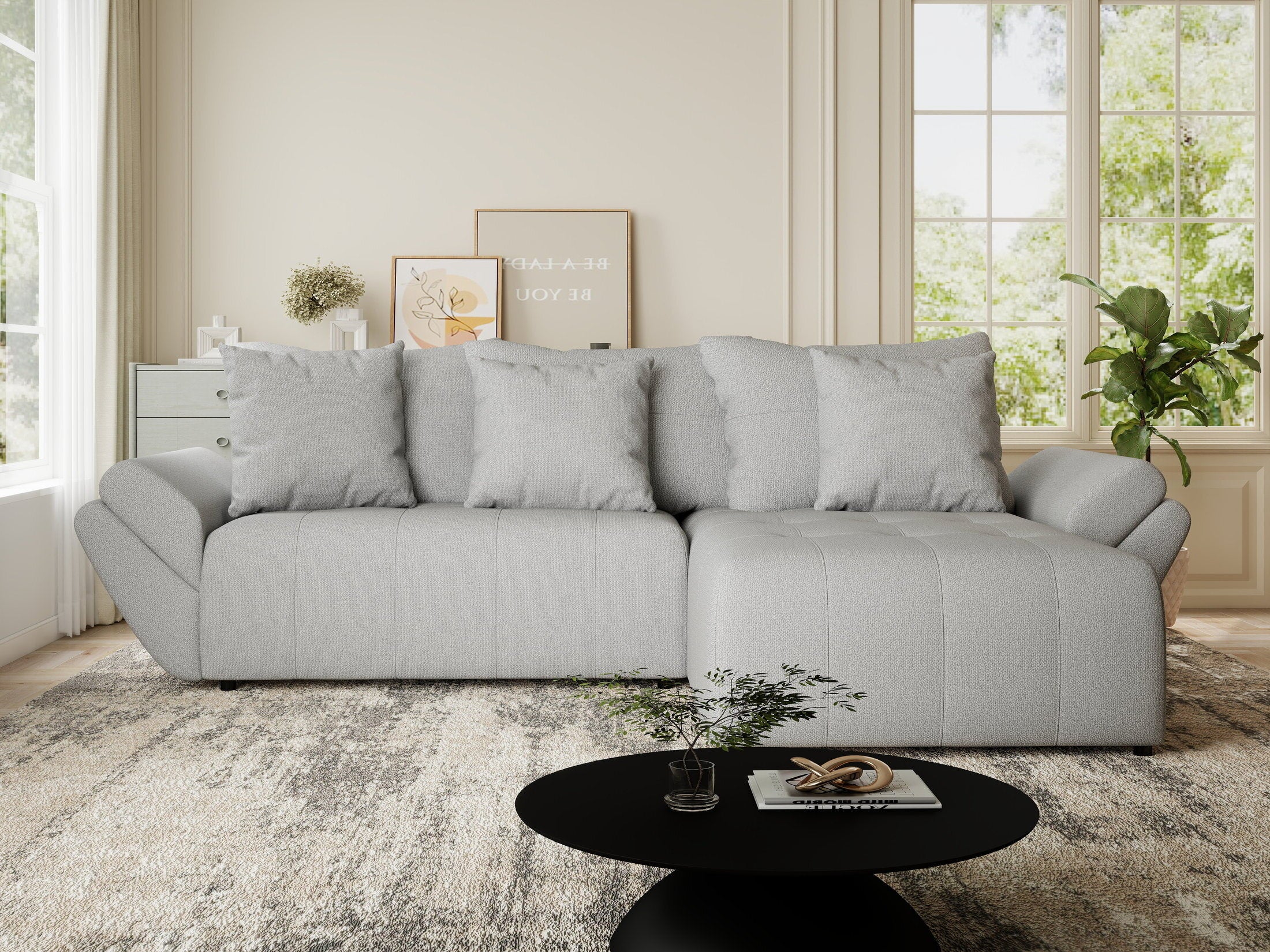 Colțar extensibil dumonde cu ladă de depozitare si sezut confortabil din spuma HR, Berlin Enjoy Gri 280x185 cm II