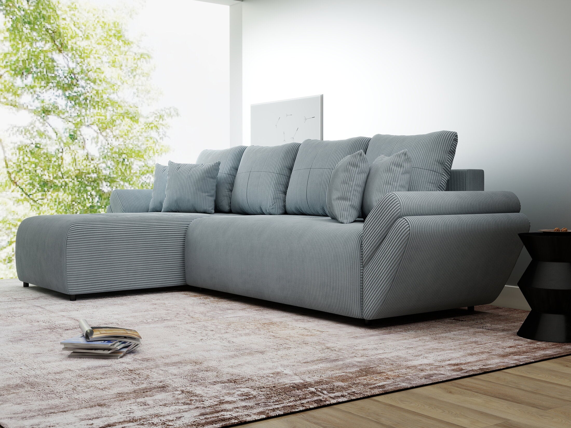 Colțar extensibil dumonde cu ladă de depozitare Berlin XL Zoom Grey 350x185 cm