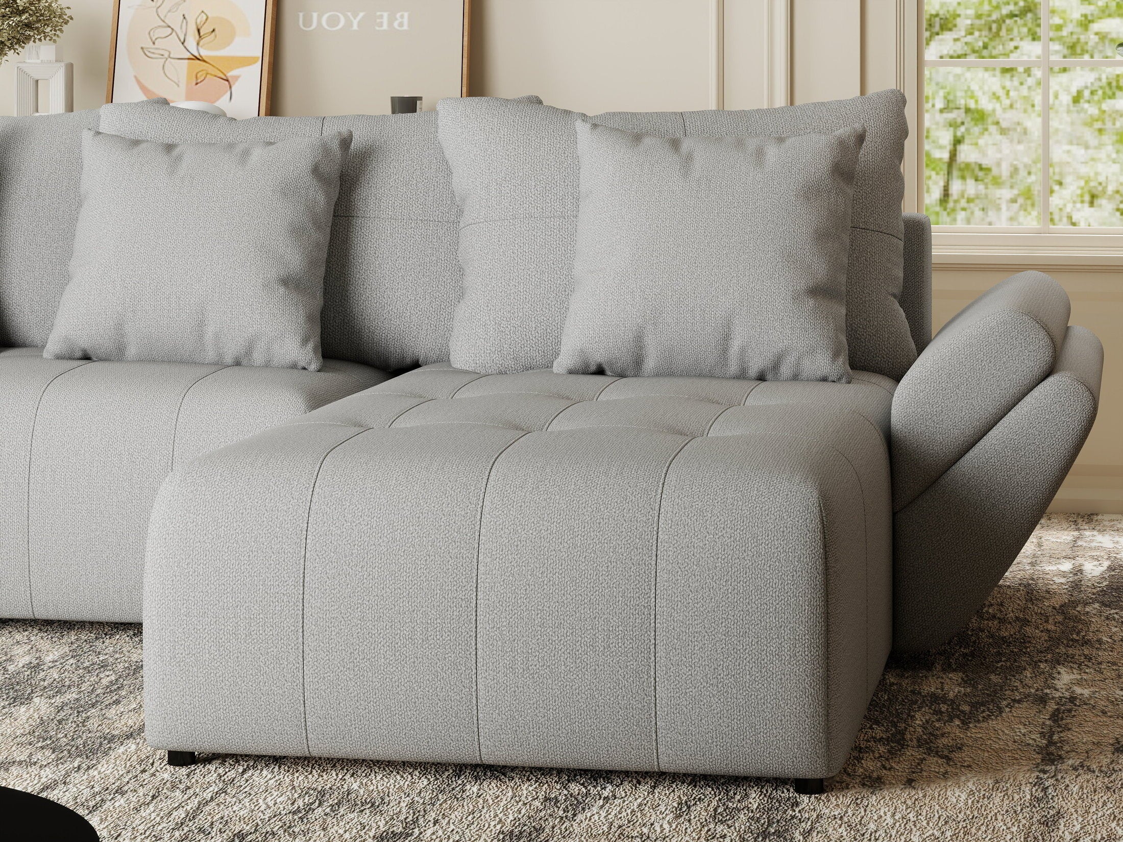 Colțar extensibil dumonde cu ladă de depozitare si sezut confortabil din spuma HR, Berlin Enjoy Gri 280x185 cm II