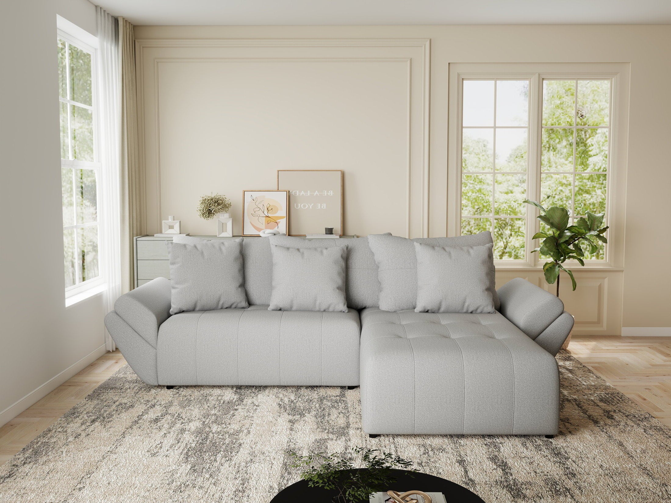 Colțar extensibil dumonde cu ladă de depozitare si sezut confortabil din spuma HR, Berlin Enjoy Gri 280x185 cm II