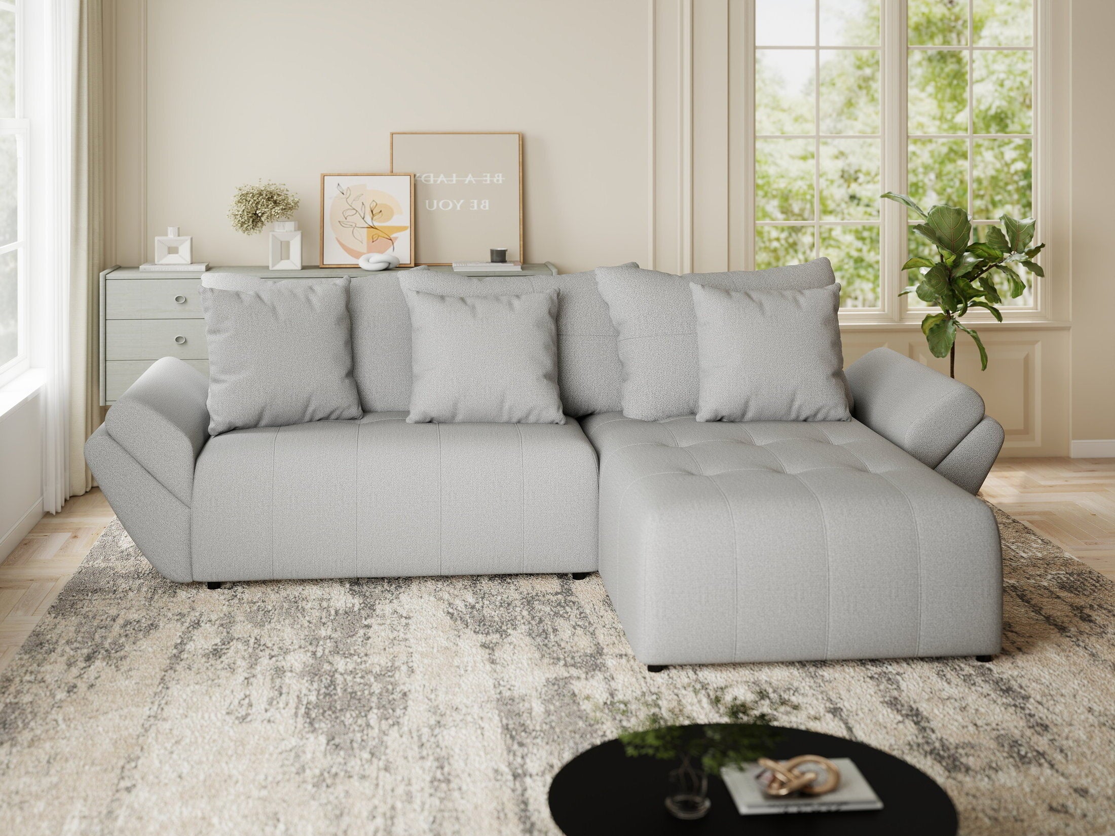 Colțar extensibil dumonde cu ladă de depozitare si sezut confortabil din spuma HR, Berlin Enjoy Gri 280x185 cm II