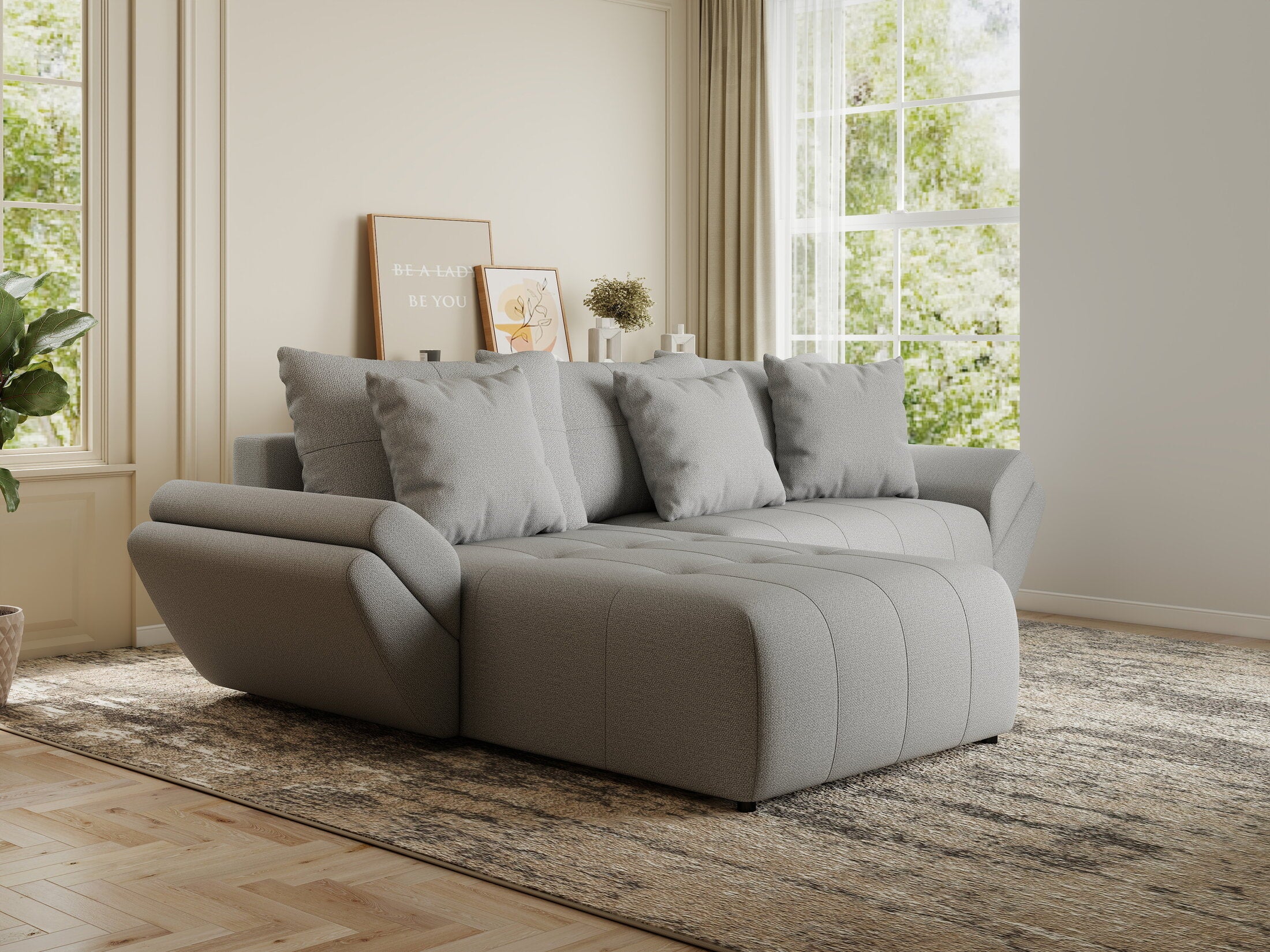 Colțar extensibil dumonde cu ladă de depozitare si sezut confortabil din spuma HR, Berlin Enjoy Gri 280x185 cm