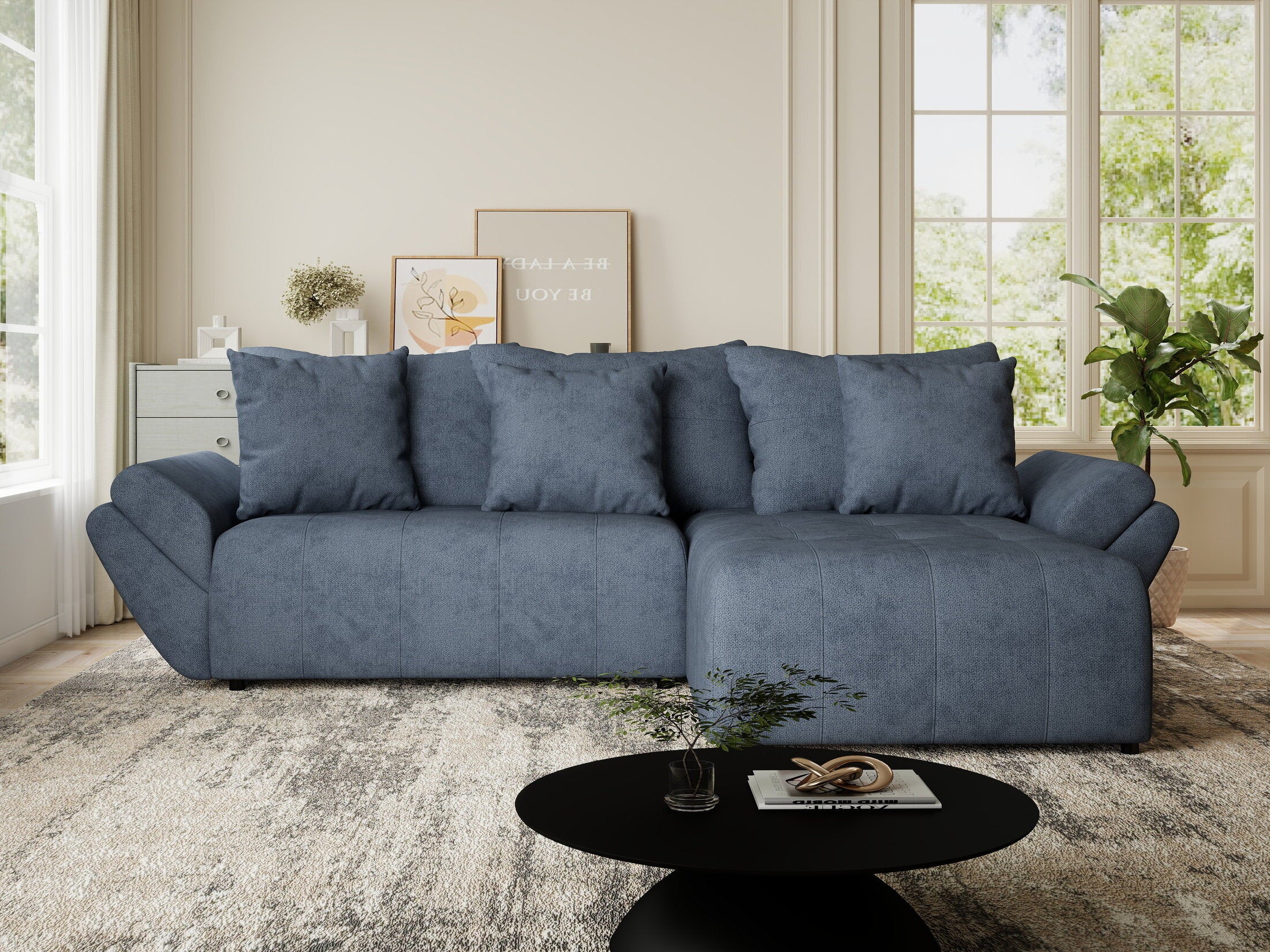 Colțar extensibil dumonde cu ladă de depozitare si sezut confortabil din spuma HR, Berlin Enjoy Antracit 280x185 cm II