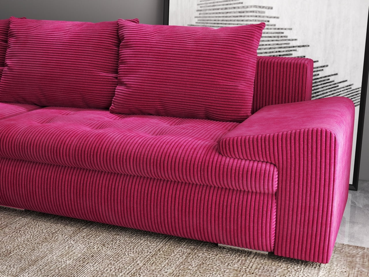 Colțar extensibil dumonde cu ladă de depozitare si sezut confortabil din spuma HR, Leonardo Zoom Rosu 260x185 cm Fabrica