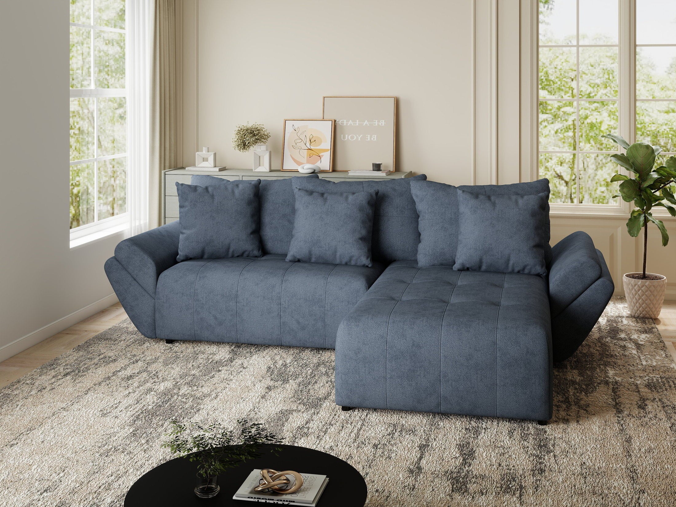 Colțar extensibil dumonde cu ladă de depozitare si sezut confortabil din spuma HR, Berlin Enjoy Antracit 280x185 cm II