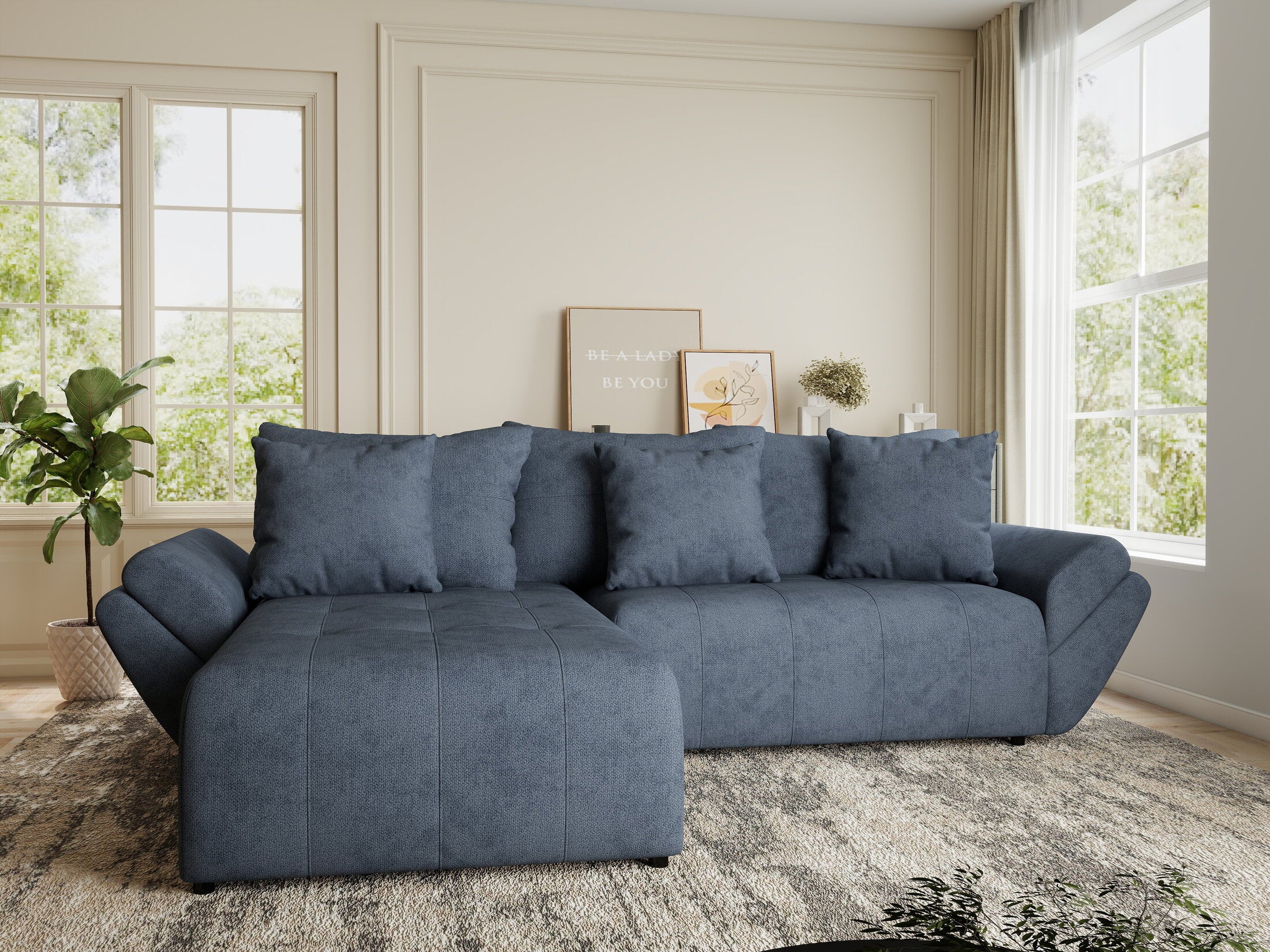 Colțar extensibil dumonde cu ladă de depozitare si sezut confortabil din spuma HR, Berlin Enjoy Antracit 280x185 cm