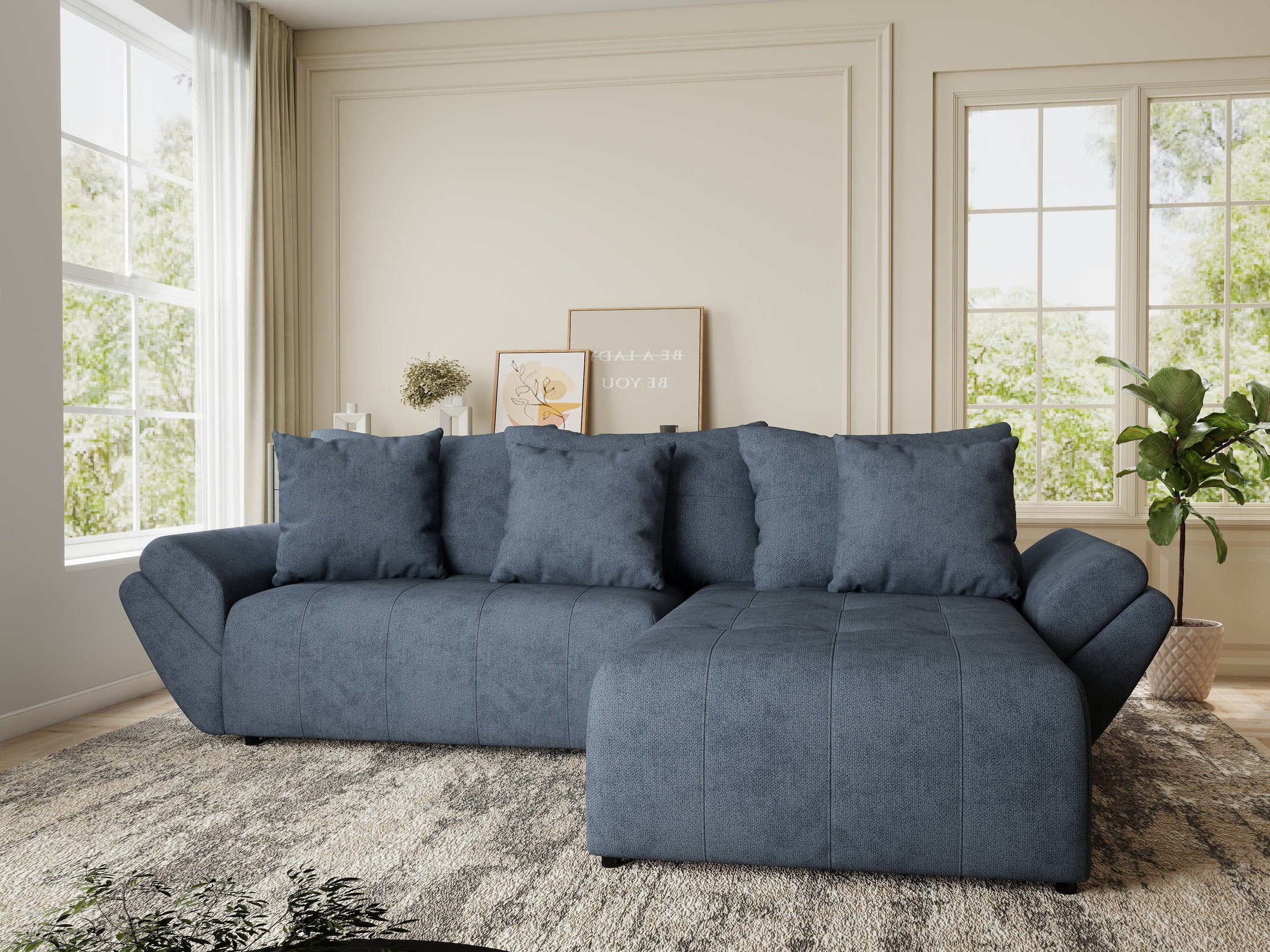 Colțar extensibil dumonde cu ladă de depozitare si sezut confortabil din spuma HR, Berlin Enjoy Antracit 280x185 cm II