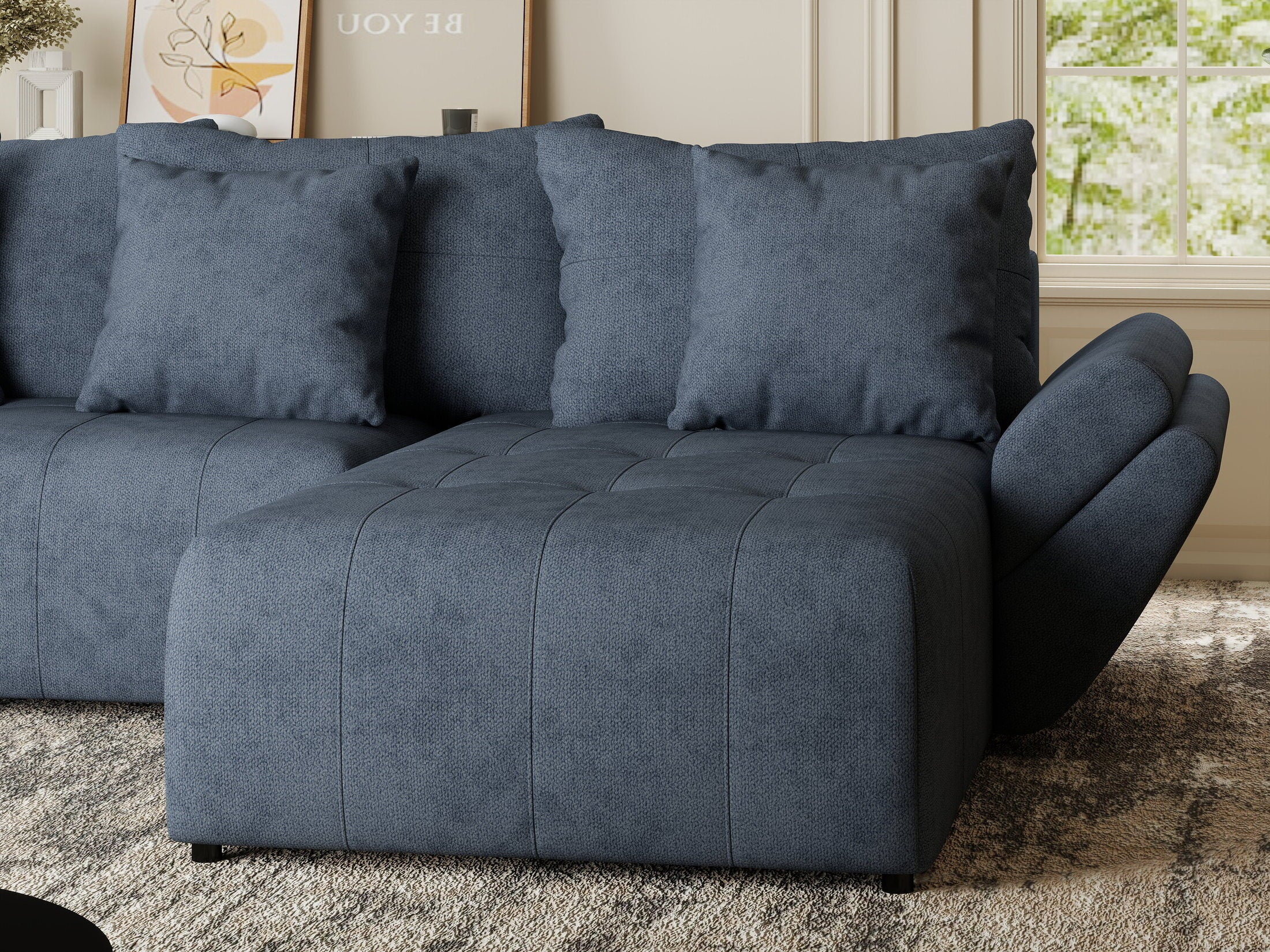 Colțar extensibil dumonde cu ladă de depozitare si sezut confortabil din spuma HR, Berlin Enjoy Antracit 280x185 cm II