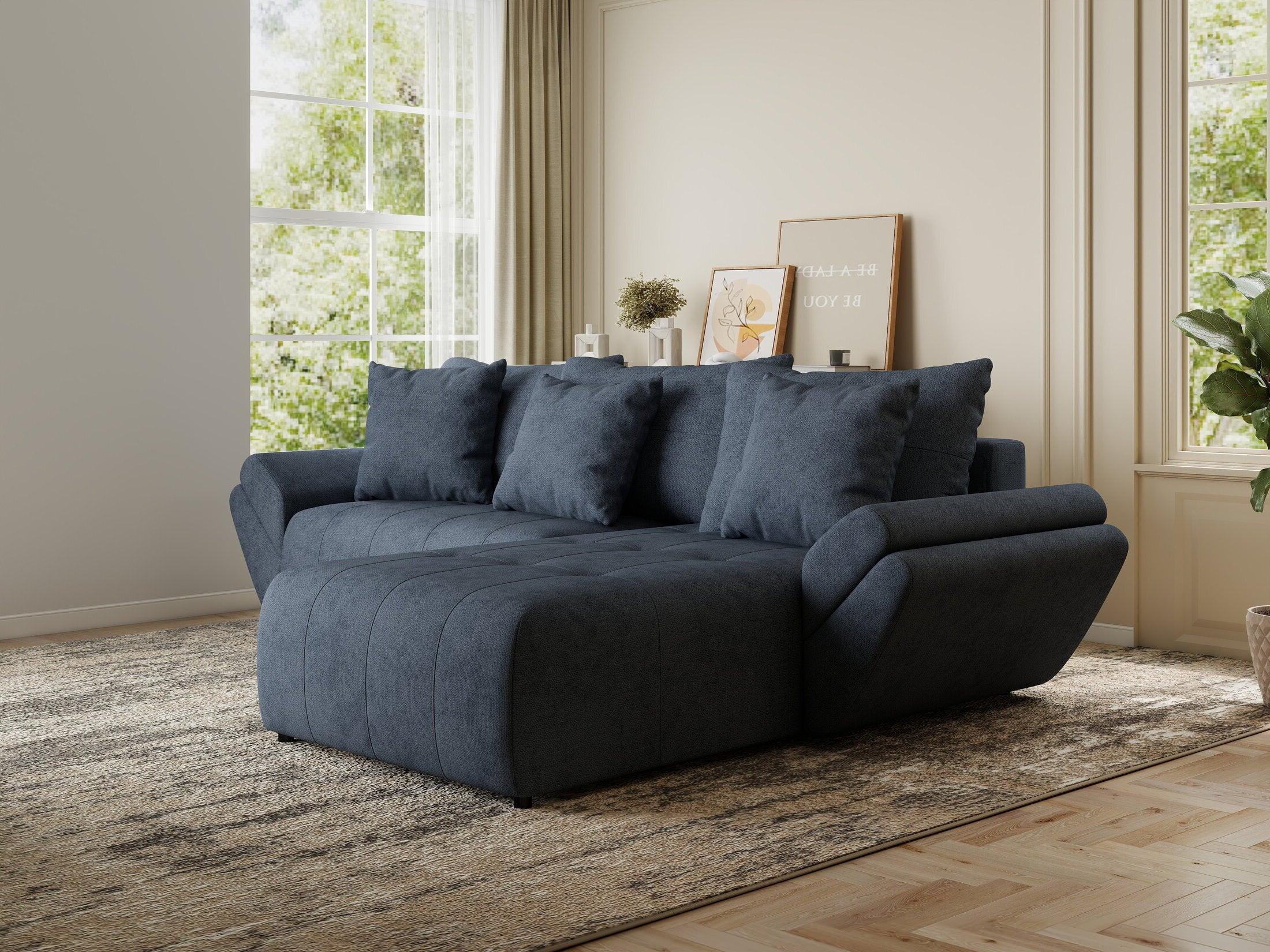 Colțar extensibil dumonde cu ladă de depozitare si sezut confortabil din spuma HR, Berlin Enjoy Antracit 280x185 cm II