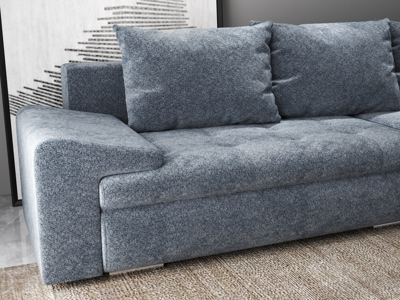 Colțar extensibil dumonde cu ladă de depozitare si sezut confortabil din spuma HR, Leonardo Euphoria Grafit 260x185 cm II Fabrica