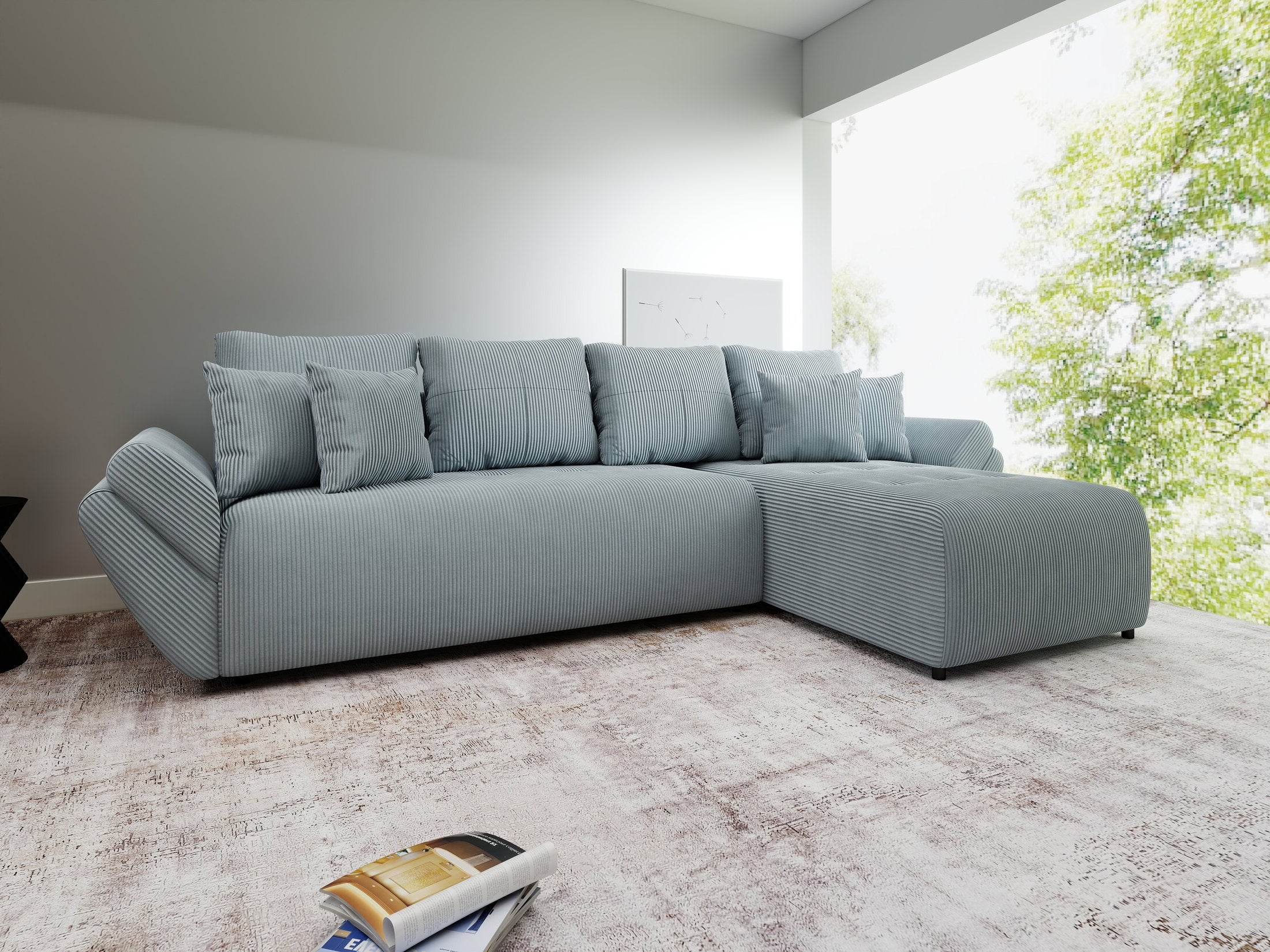 Colțar extensibil dumonde cu ladă de depozitare Berlin XL Zoom Grey II 350x185 cm