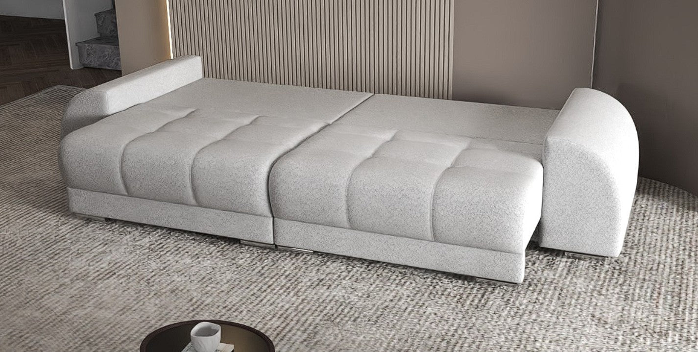 Canapea extensibilă dumonde cu 2 lăzi de depozitare si sezut confortabil din spuma HR, Verona Euphoria Dove 310x100 cm Fabrica