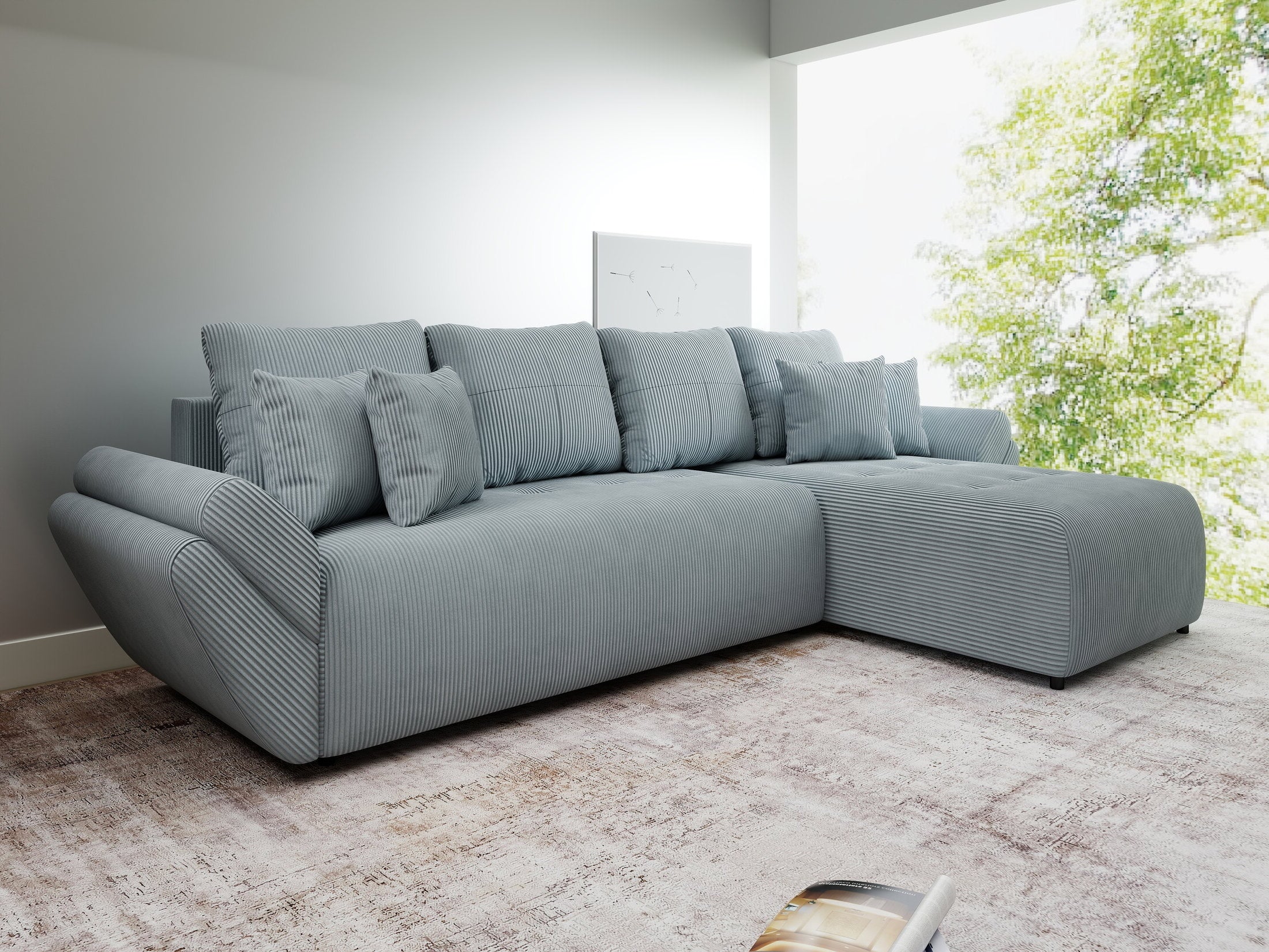 Colțar extensibil dumonde cu ladă de depozitare Berlin XL Zoom Grey II 350x185 cm