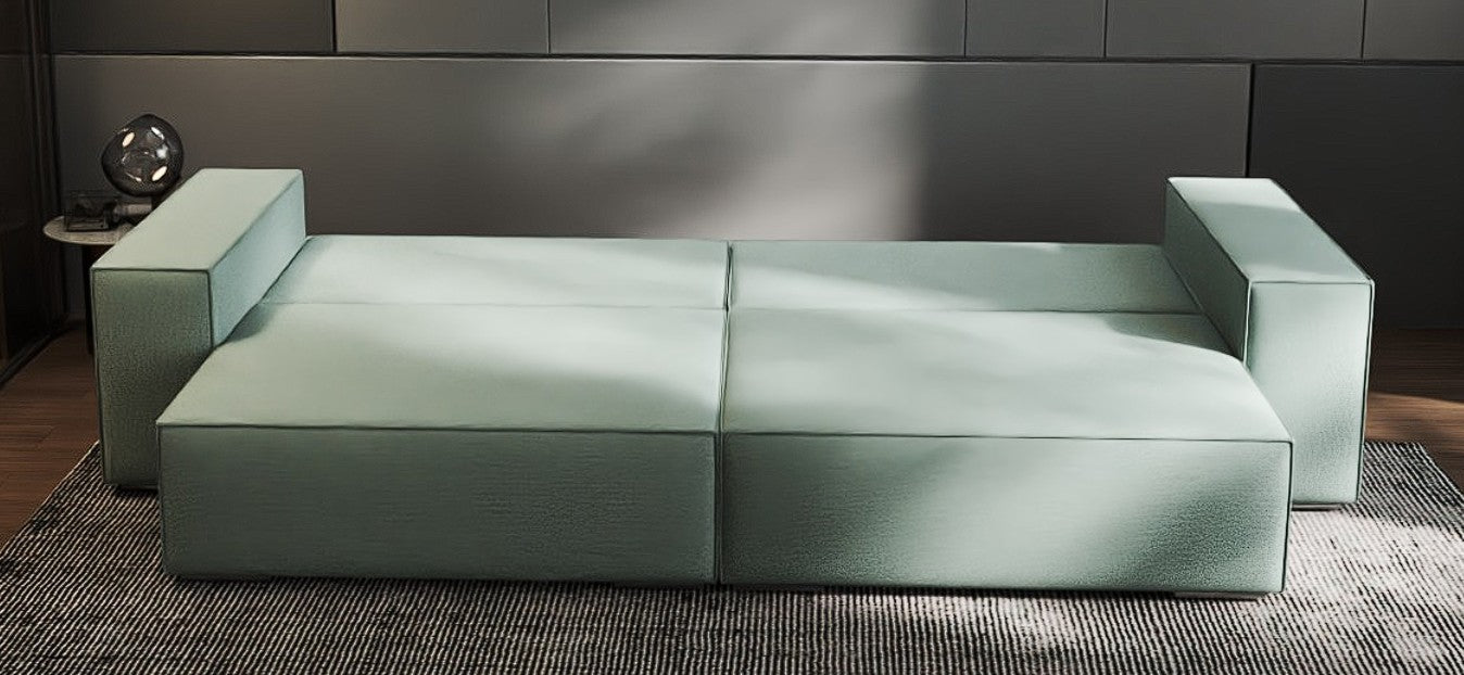 Canapea extensibilă dumonde cu ladă de depozitare si sezut confortabil din spuma HR, Dream Enjoy Mint 310x100 cm Fabrica