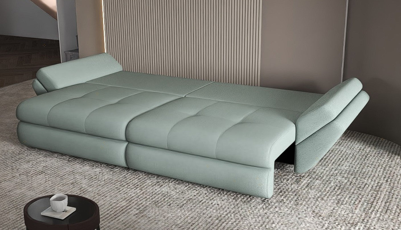 Canapea extensibilă dumonde cu ladă de depozitare si sezut confortabil din spuma HR, Loana Enjoy Mint 300x100 cm Fabrica