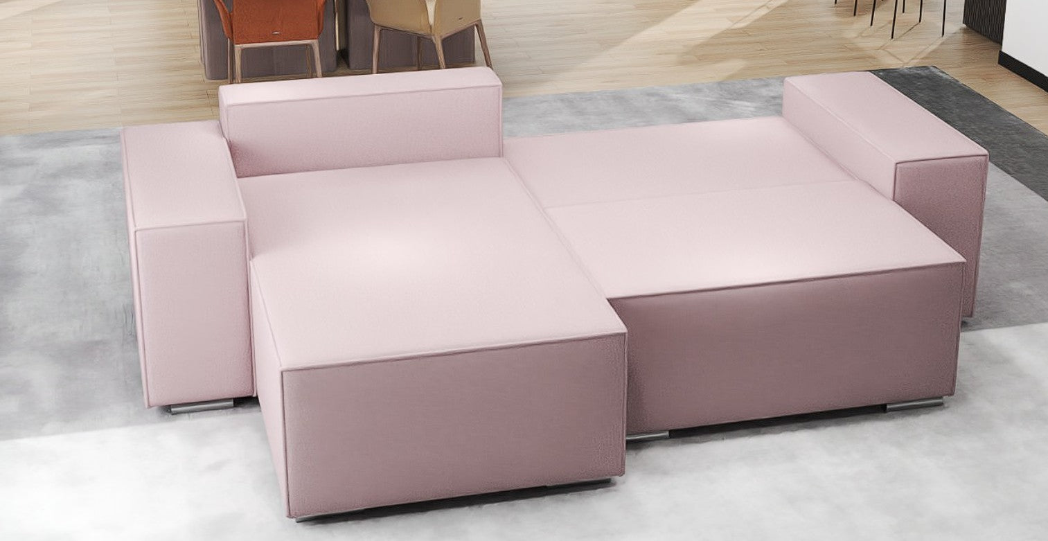 Colțar extensibil dumonde cu ladă de depozitare si sezut confortabil din spuma HR, Dream Enjoy Flamingo 290x185 cm Fabrica