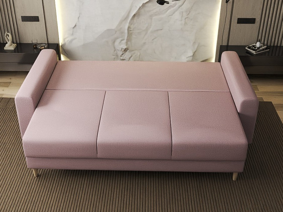 Canapea extensibilă dumonde cu ladă de depozitare si sezut confortabil din spuma HR, Kronos Enjoy Flamingo 210x100 cm fabrica