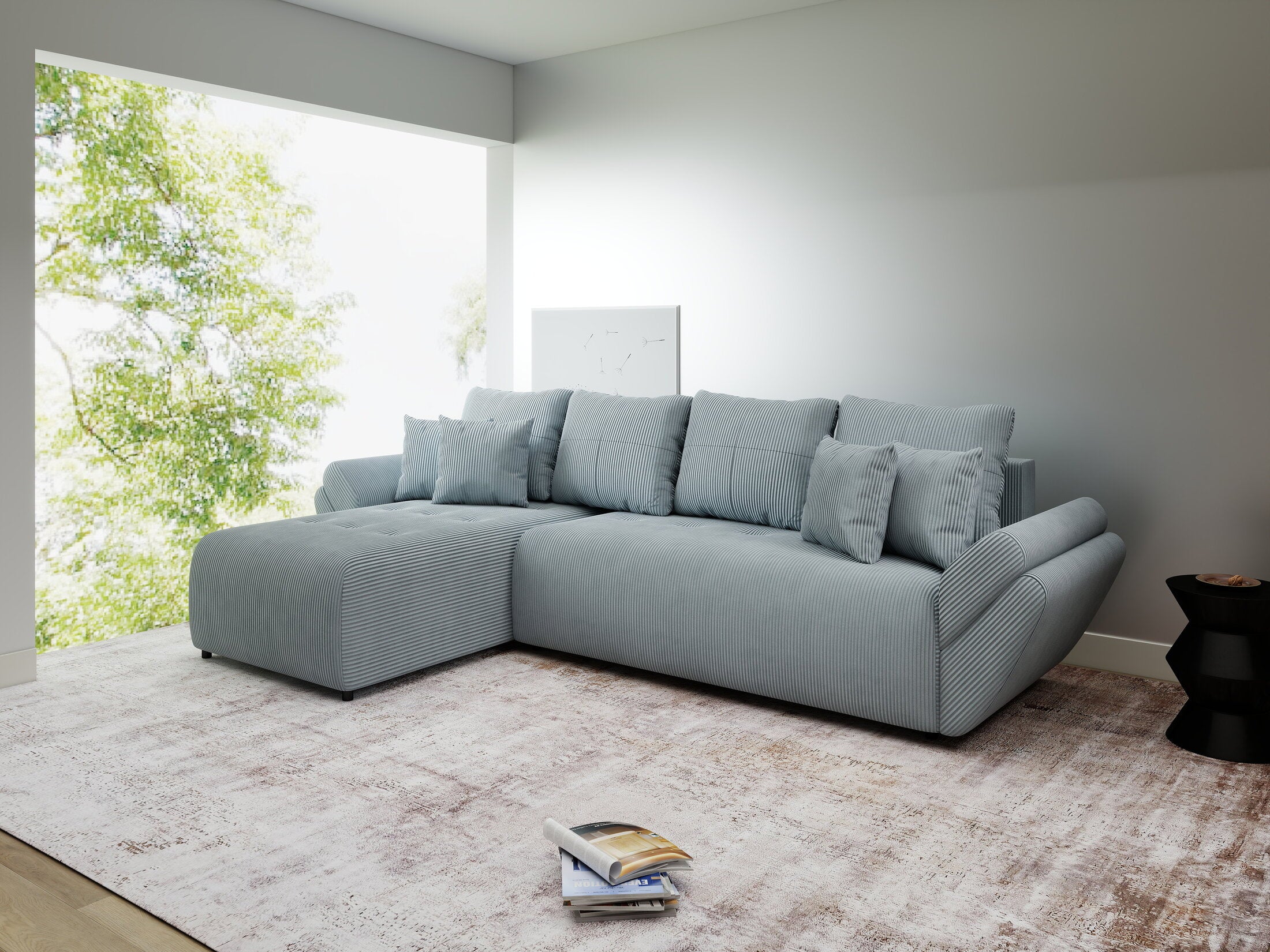 Colțar extensibil dumonde cu ladă de depozitare Berlin XL Zoom Grey 350x185 cm