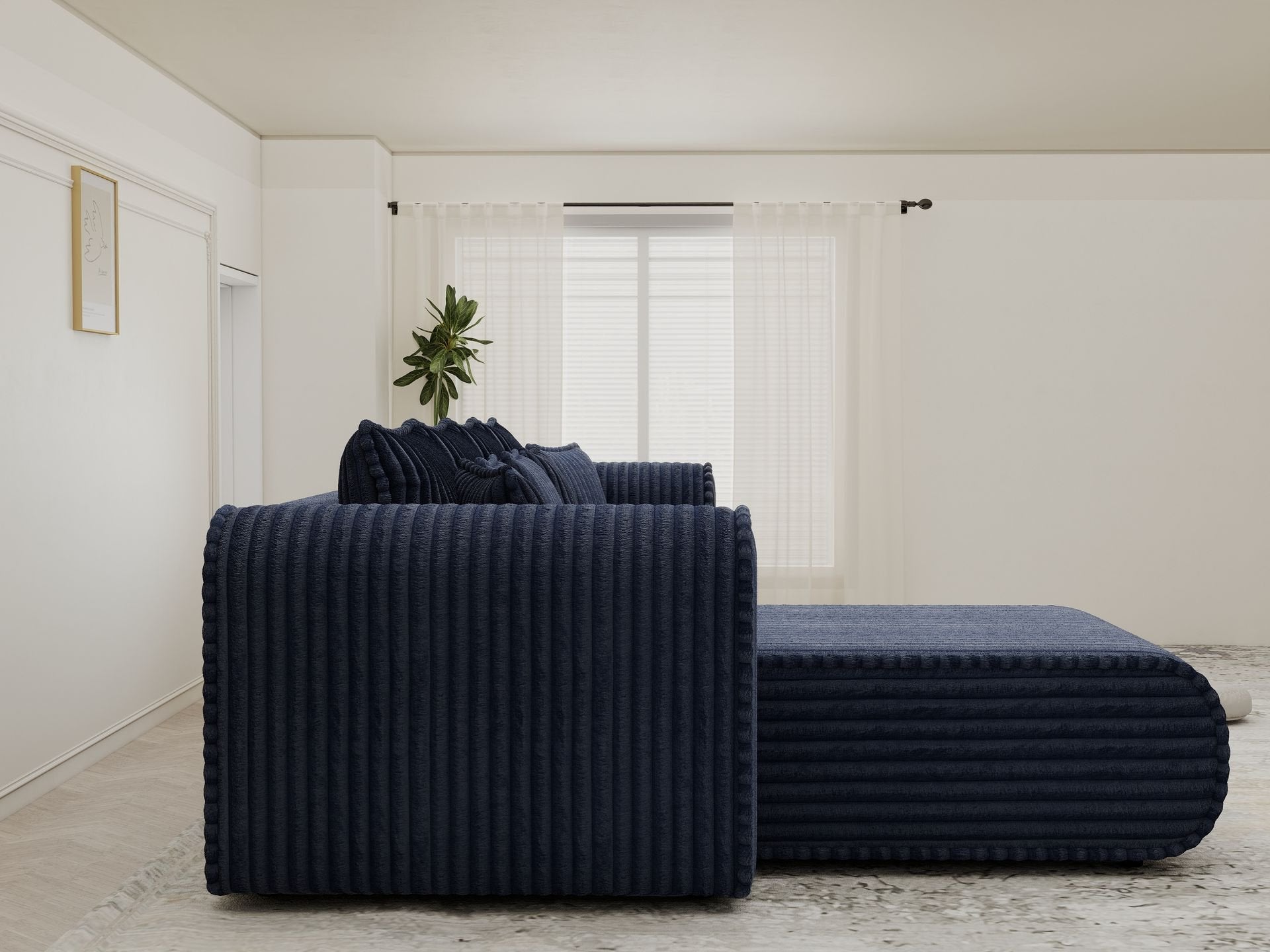 Colțar extensibil dumonde cu ladă de depozitare si sezut confortabil din spuma high-density, Monaco XL Tilia Albastru 340x185 cm