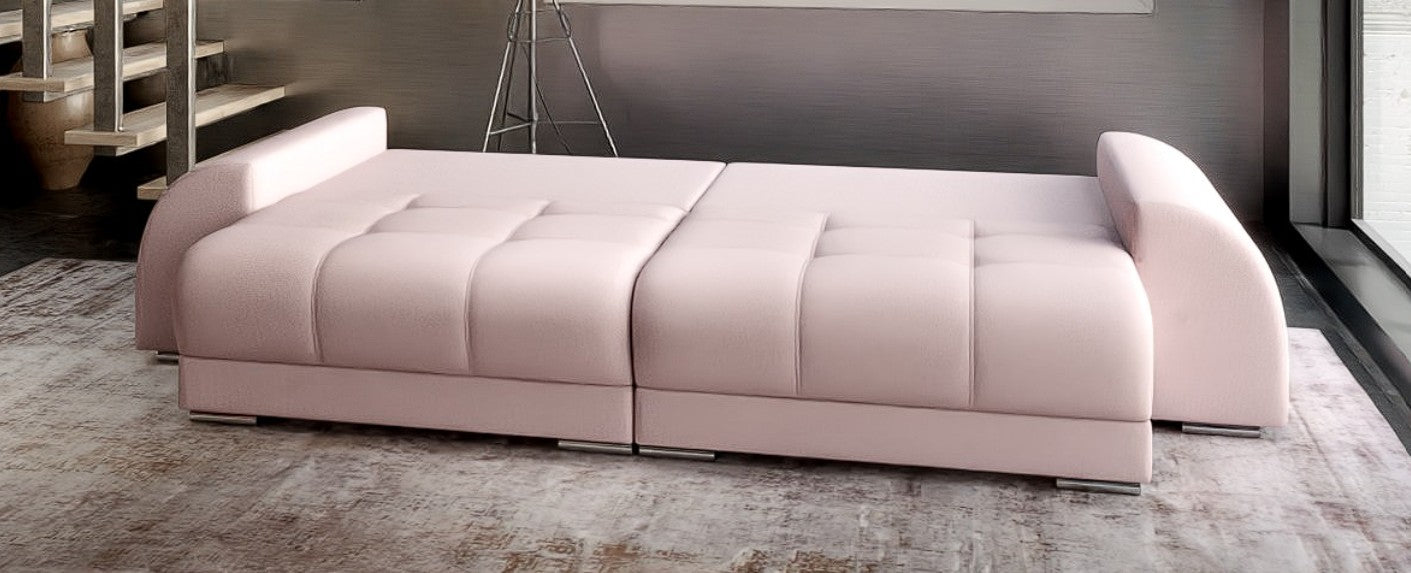 Canapea extensibilă dumonde cu 2 lăzi de depozitare si sezut confortabil din spuma HR, Verona Enjoy Flamingo 310x100 cm Fabrica