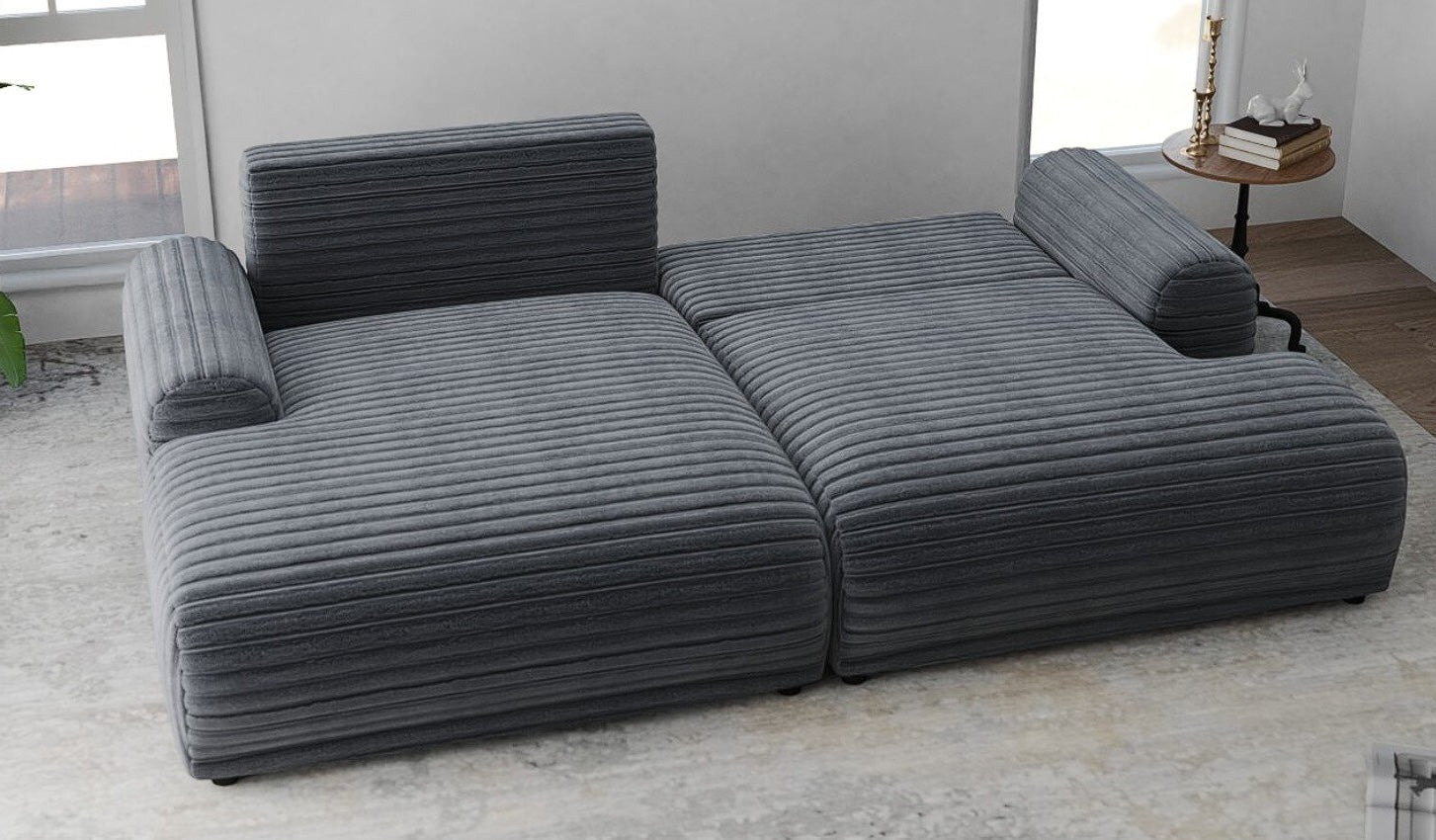 Colțar extensibil dumonde cu ladă de depozitare și șezut confortabil din spumă HR, Carlo Ambience Gri 240x145 cm