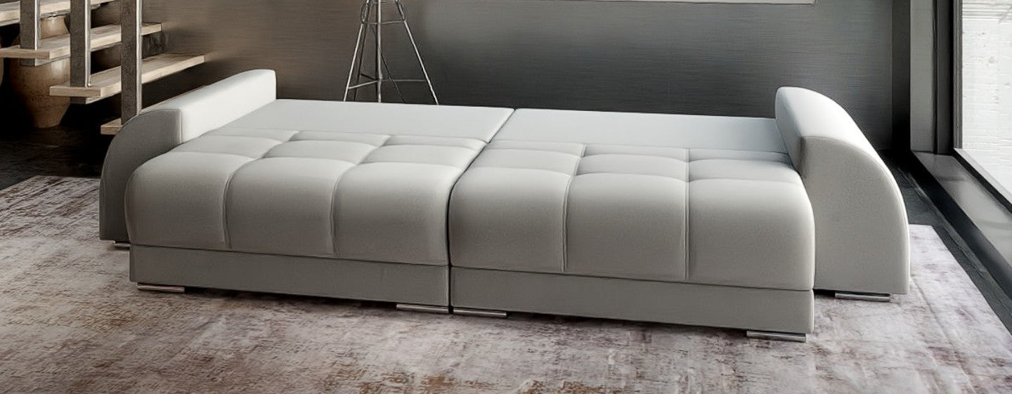 Canapea extensibilă dumonde cu 2 lăzi de depozitare si sezut confortabil din spuma HR, Verona Royal Grey 310x100 cm Fabrica