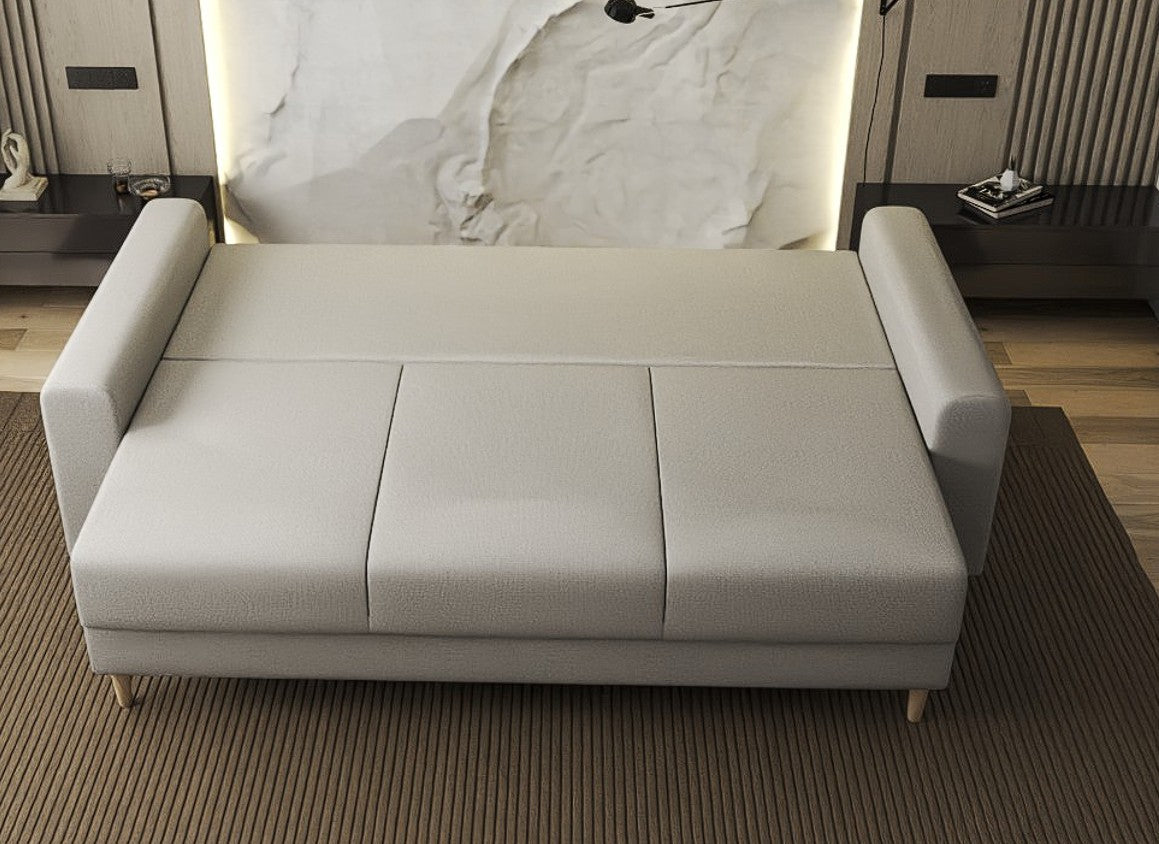 Canapea extensibilă dumonde cu ladă de depozitare si sezut confortabil din spuma HR, Kronos Enjoy Bej 210x100 cm fabrica