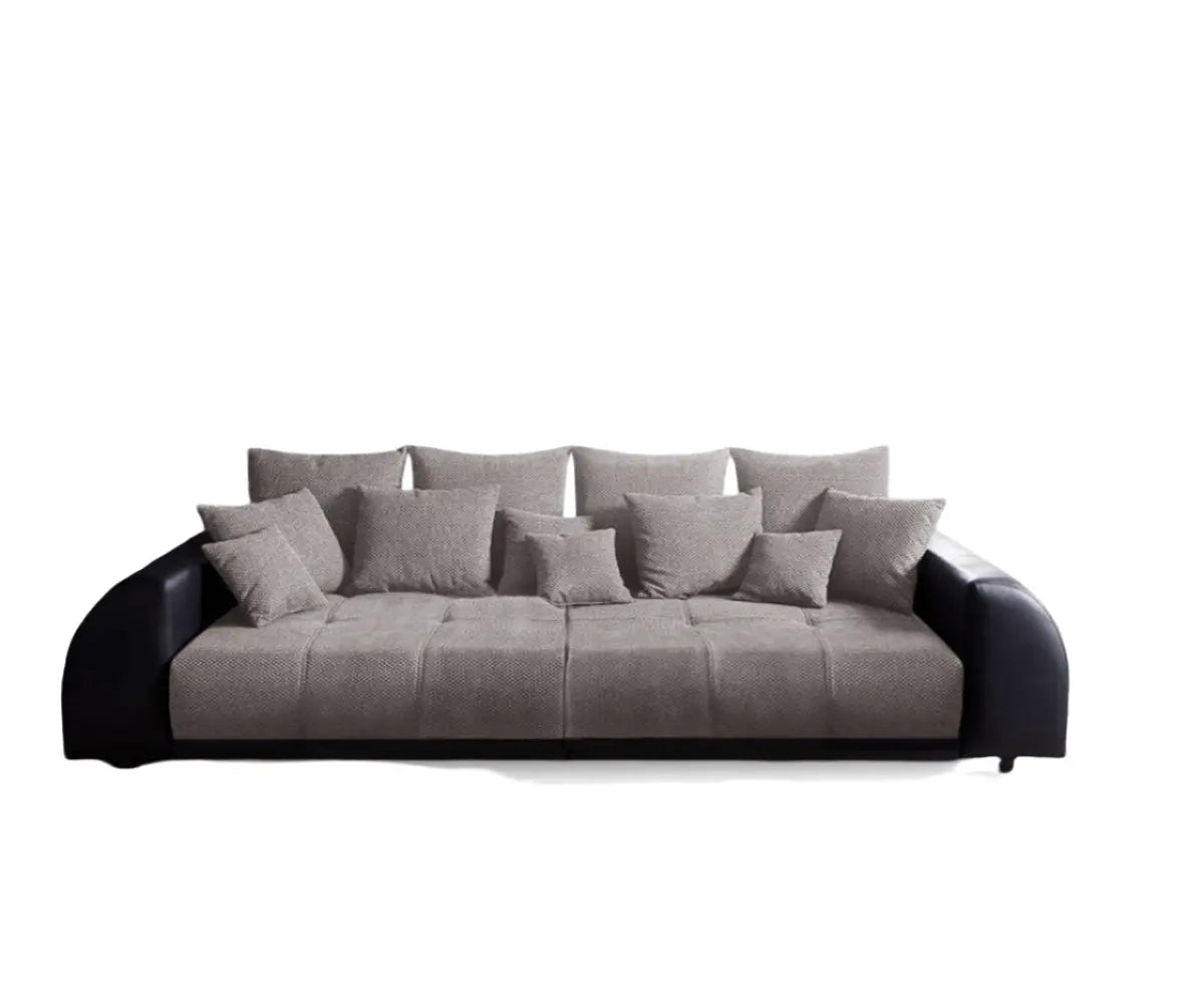 Canapea extensibilă dumonde cu 2 lăzi de depozitare si sezut confortabil din spuma HR, Verona Magma Black 310x100 cm cu taburet inclus
