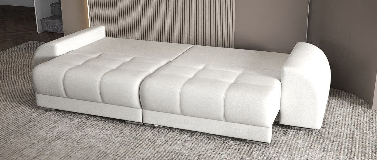 Canapea extensibilă dumonde cu 2 lăzi de depozitare si sezut confortabil din spuma HR, Verona Euphoria Ivory 310x100 cm Fabrica