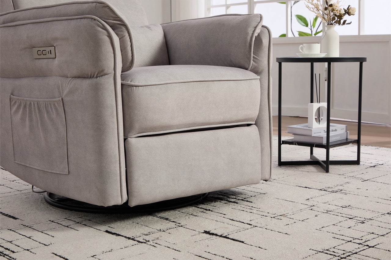 Fotoliu recliner electric dumonde cu funcție de balansare ,rotire și incarcare USB C Tavero
