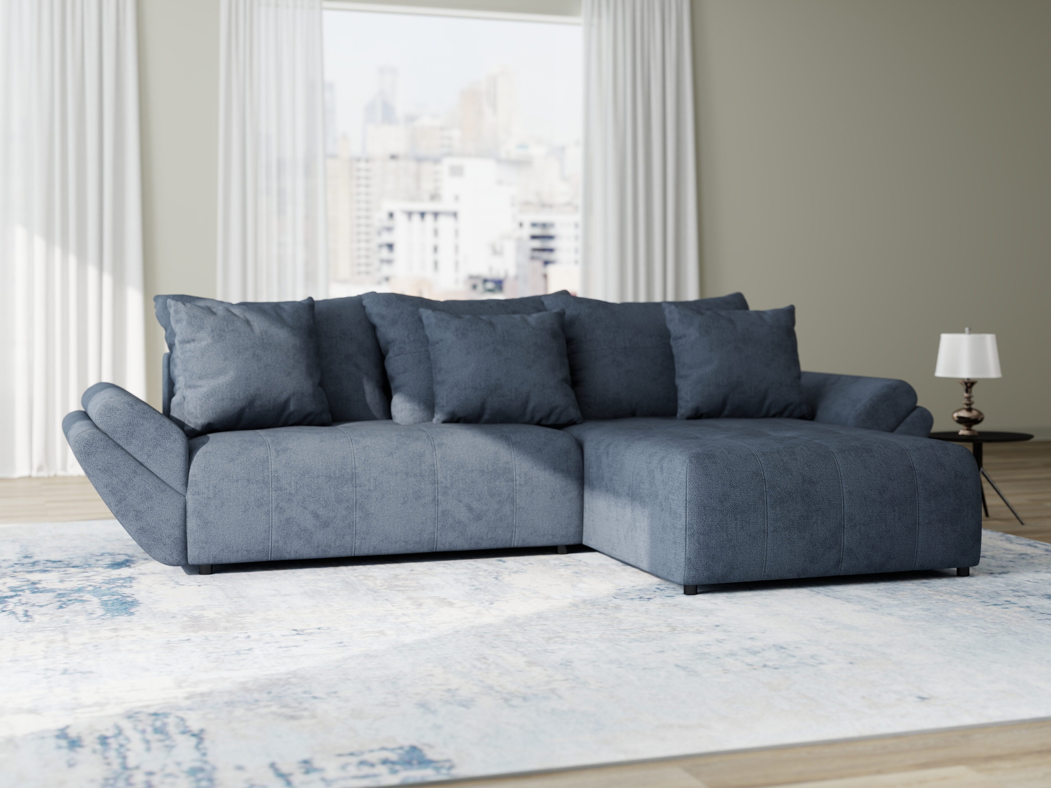 Colțar extensibil dumonde cu ladă de depozitare si sezut confortabil din spuma HR, Berlin Enjoy Antracit 280x185 cm II