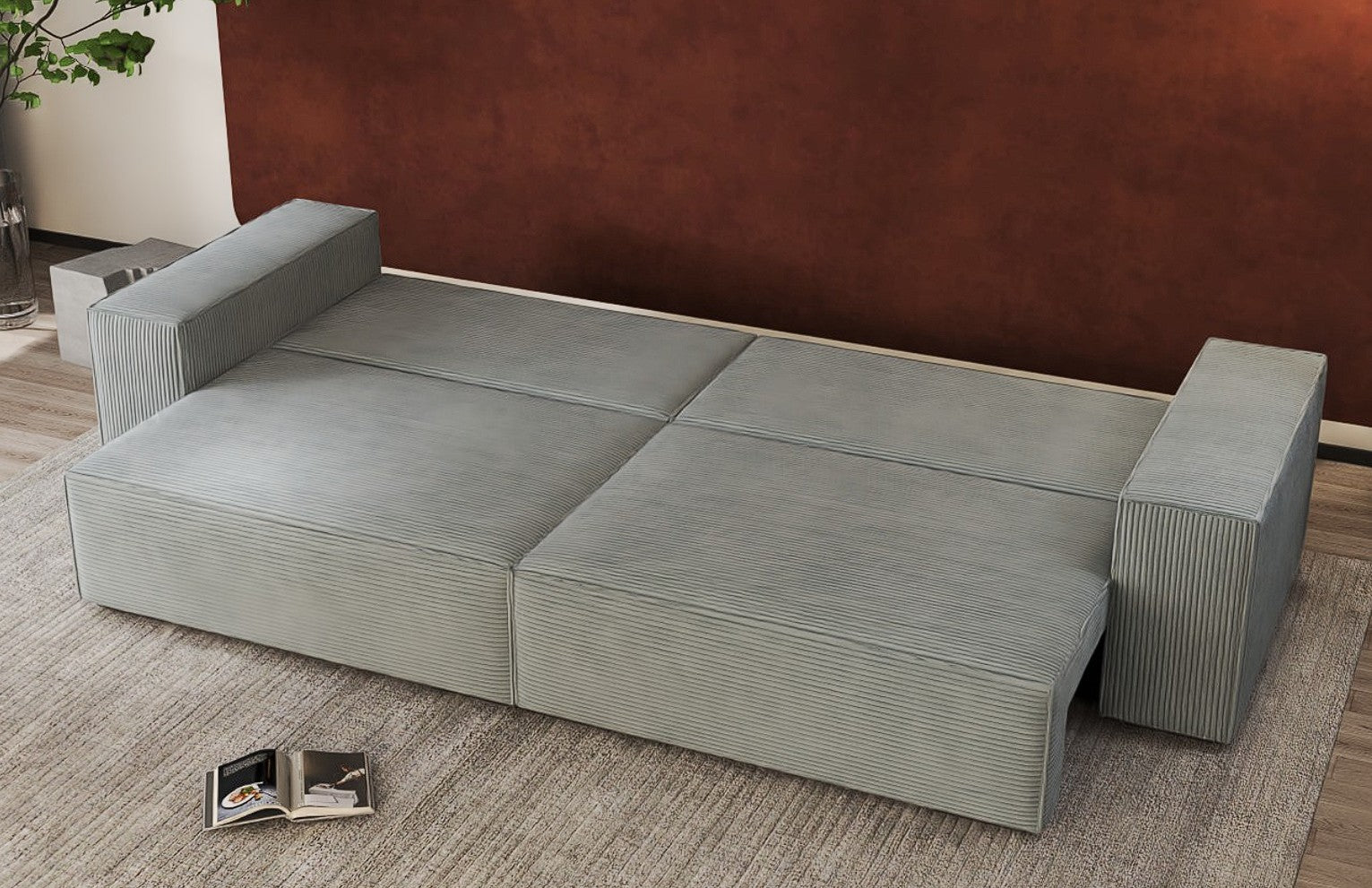 Canapea extensibilă dumonde cu ladă de depozitare si sezut confortabil din spuma HR, Dream Zoom Grey 310x100 cm Fabrica