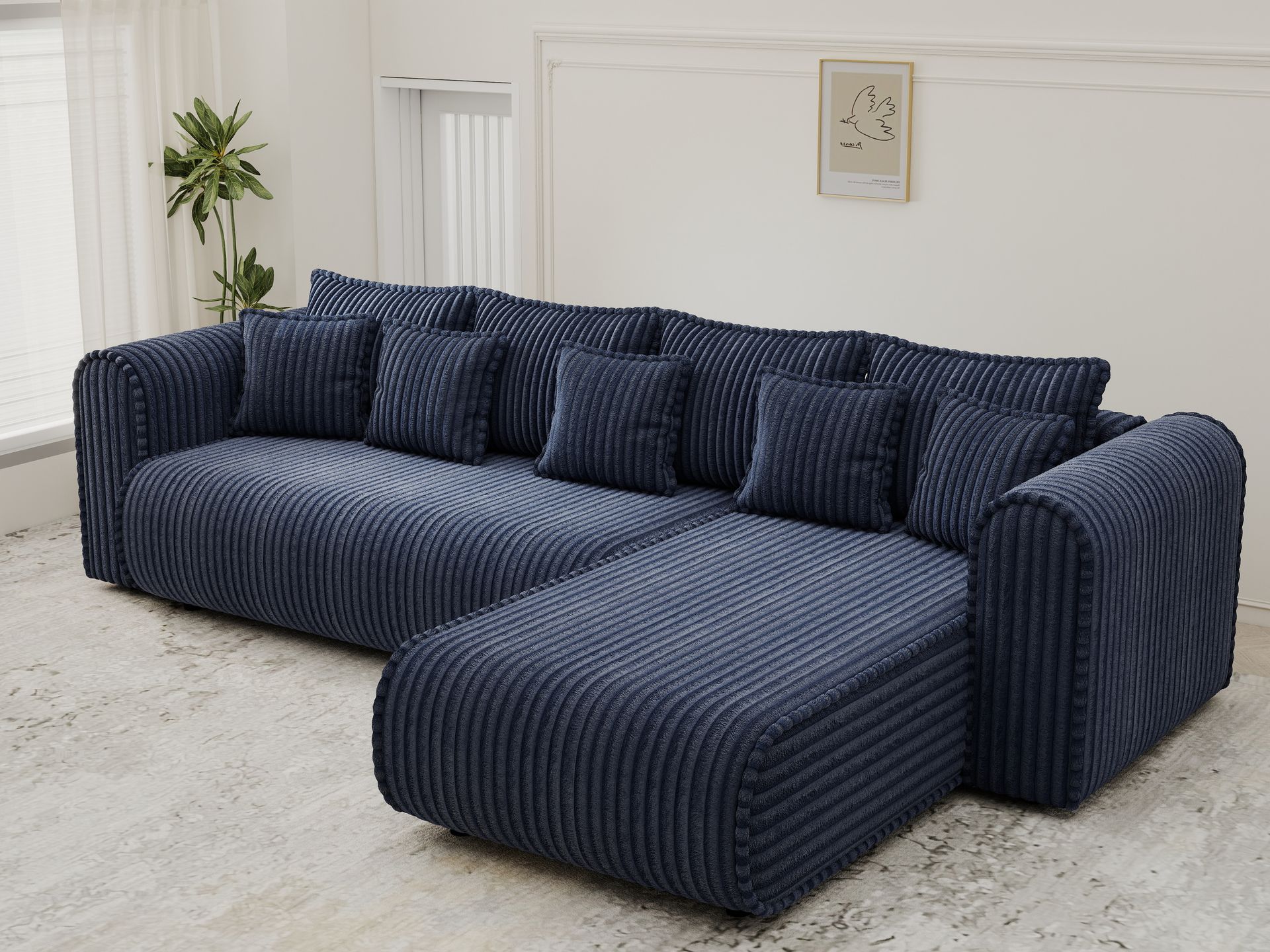 Colțar extensibil dumonde cu ladă de depozitare si sezut confortabil din spuma high-density, Monaco XL Tilia Albastru II 340x185 cm