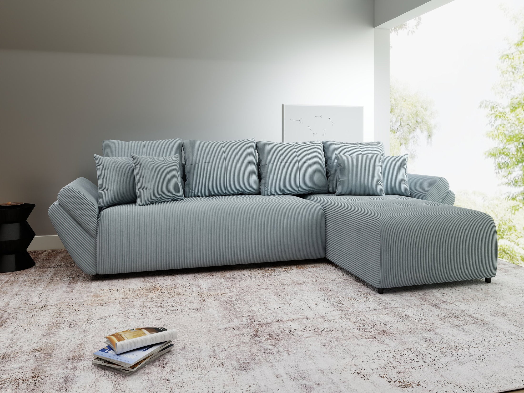 Colțar extensibil dumonde cu ladă de depozitare Berlin XL Zoom Grey II 350x185 cm