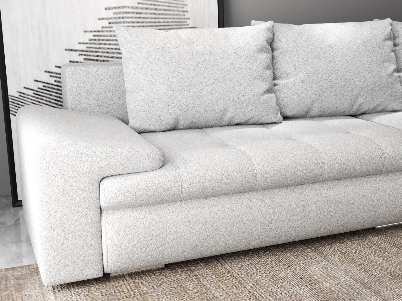 Colțar extensibil dumonde cu ladă de depozitare si sezut confortabil din spuma HR, Leonardo Euphoria Dove 260x185 cm II Fabrica