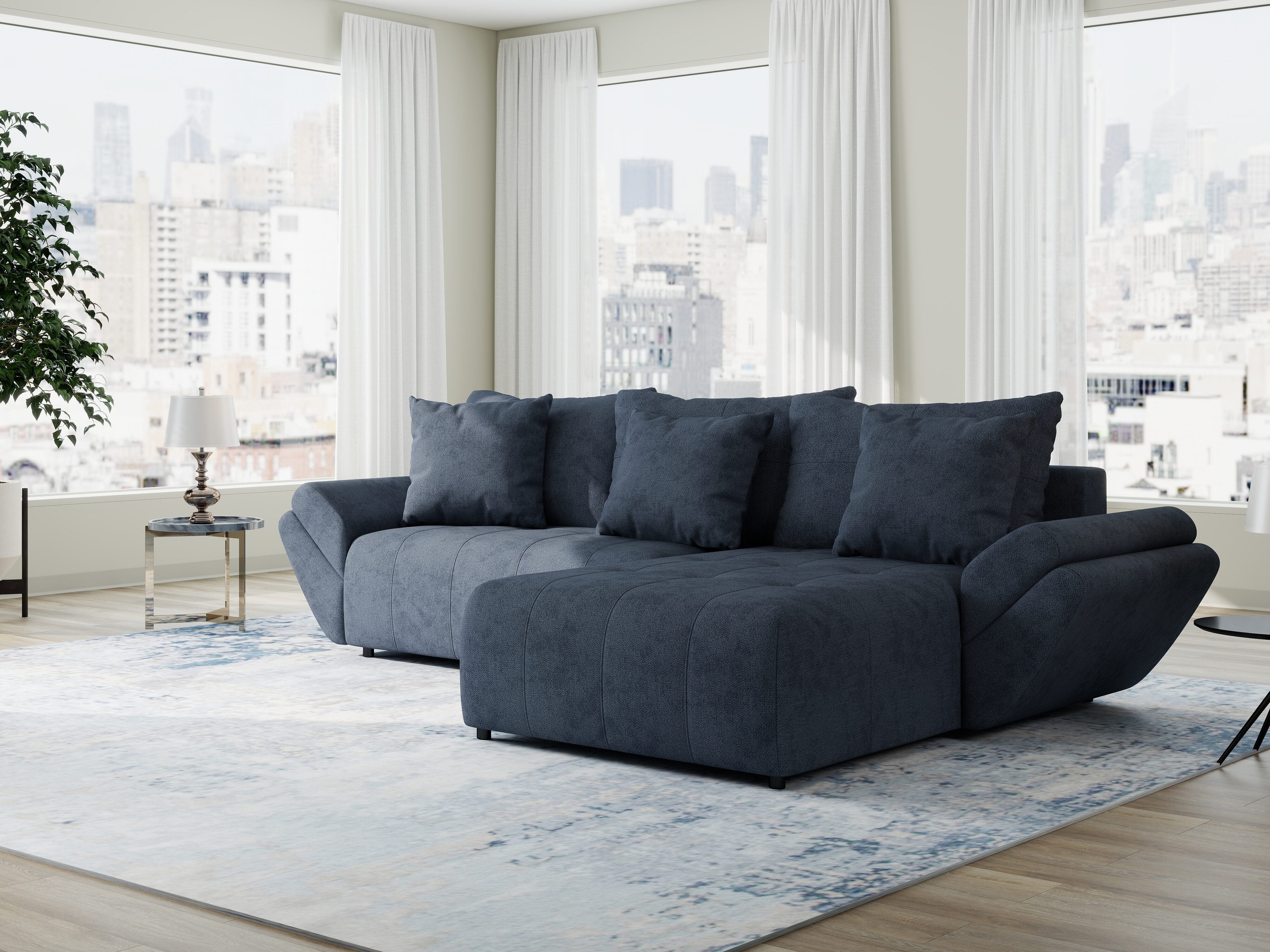 Colțar extensibil dumonde cu ladă de depozitare si sezut confortabil din spuma HR, Berlin Enjoy Antracit 280x185 cm II